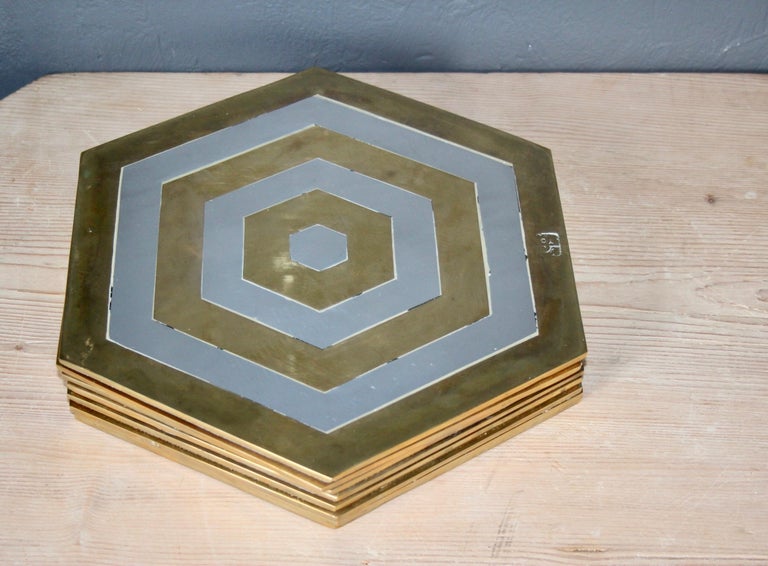 Set of 8 Bicolor Metal Trivet For Sale at 1stDibs