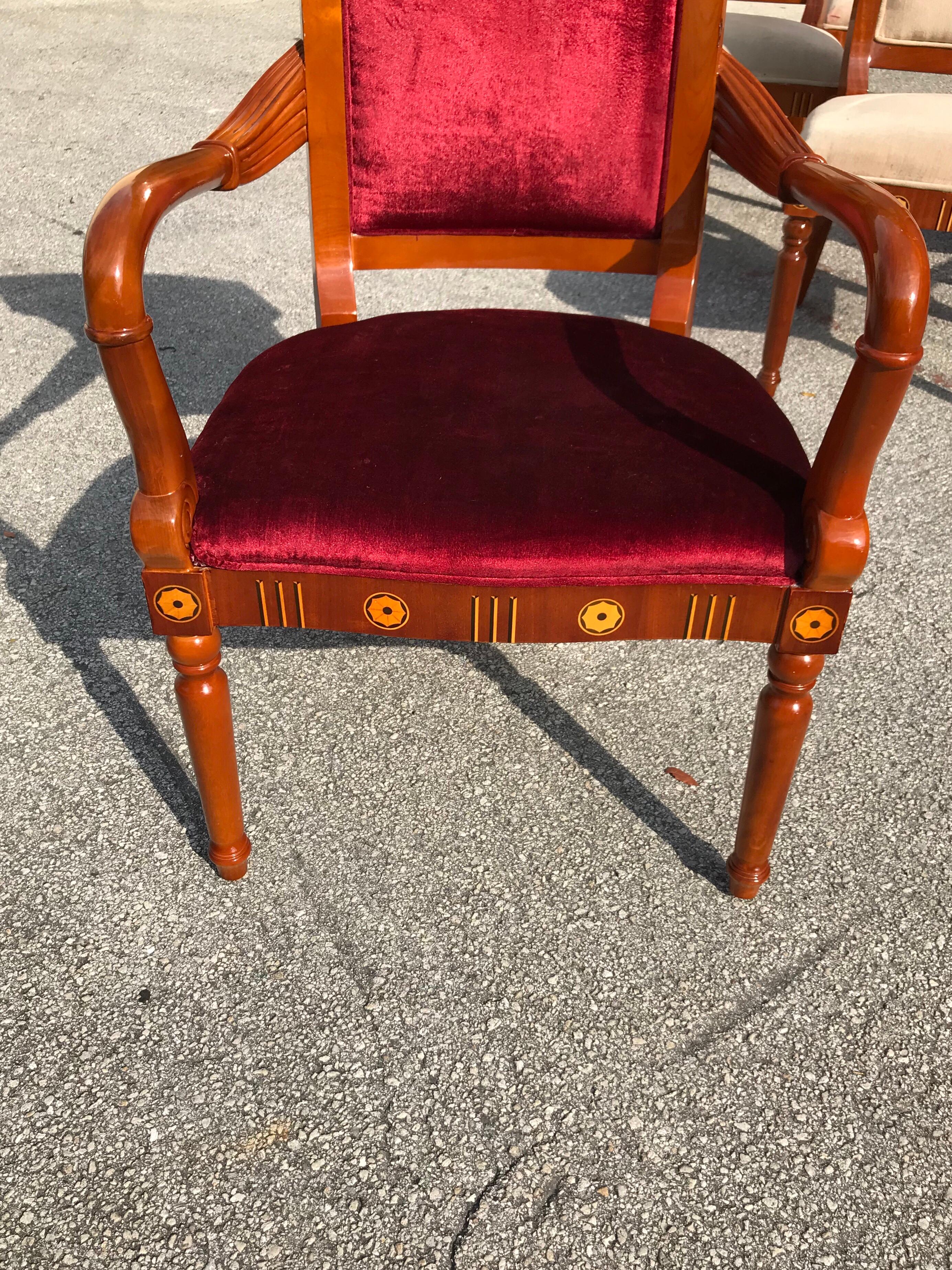 Set of 8 Biedermeier Style Flame Mahogany Dining Chairs, circa 1910s 9