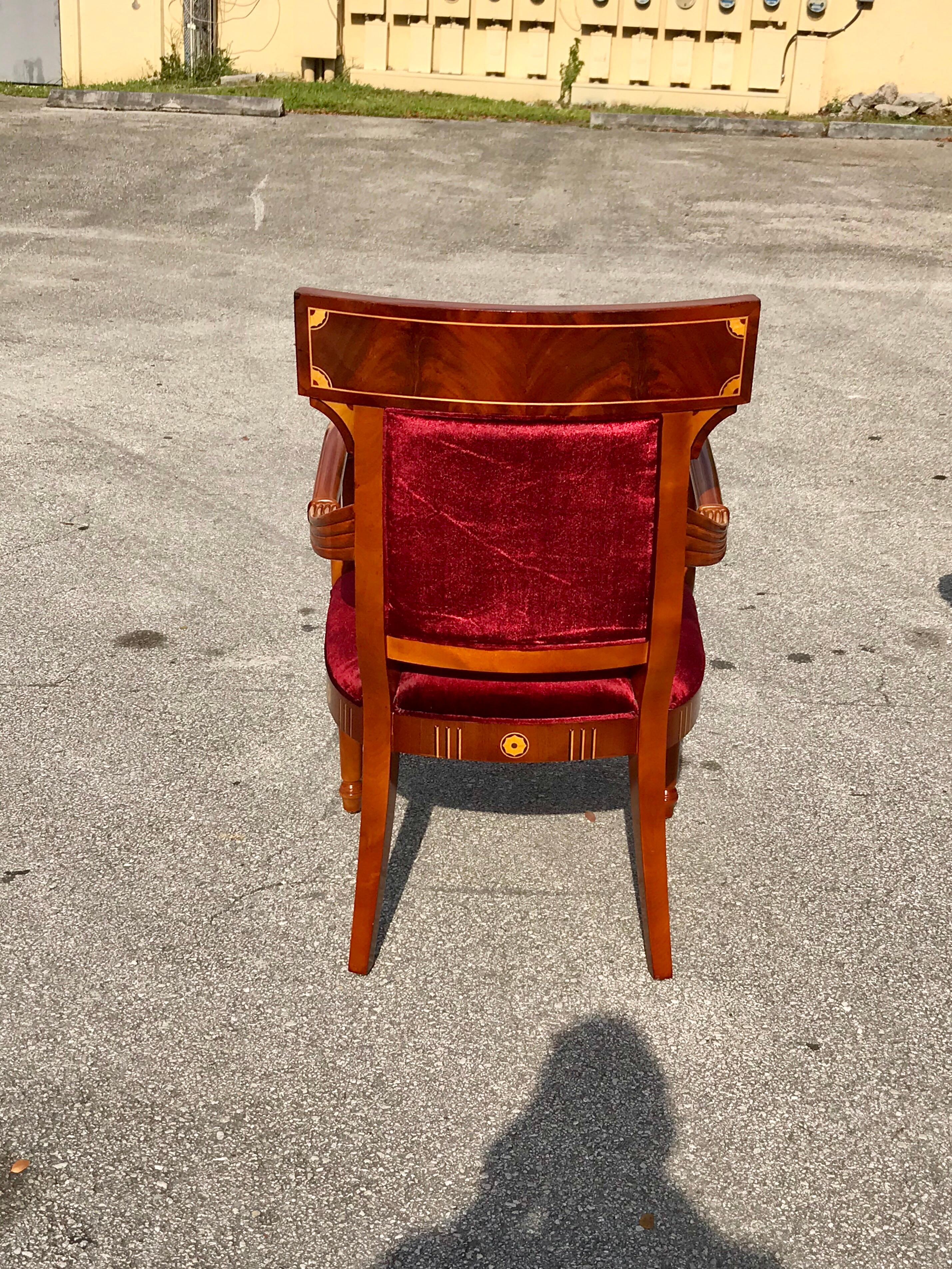 Set of 8 Biedermeier Style Flame Mahogany Dining Chairs, circa 1910s 11