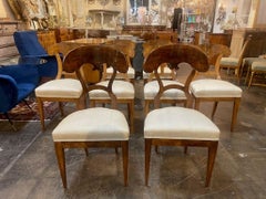 Set of 8 Biedermeier Walnut Dining Chairs