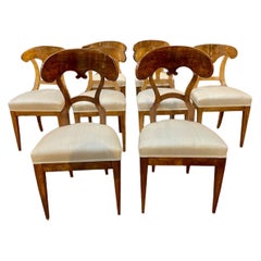 Set of 8 Biedermeier Walnut Dining Chairs
