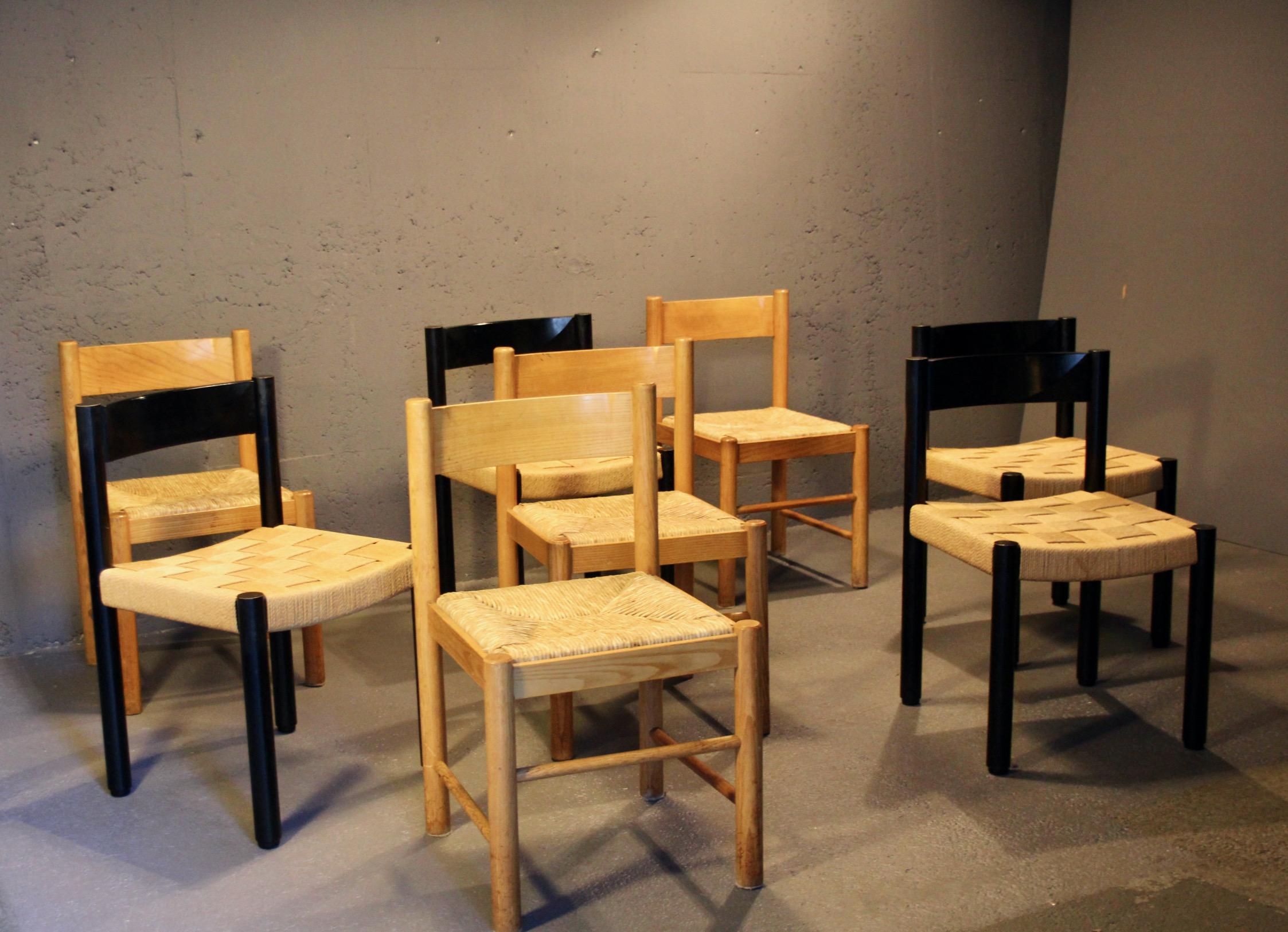 Set di 8 sedie in bianco e nero in vendita 7