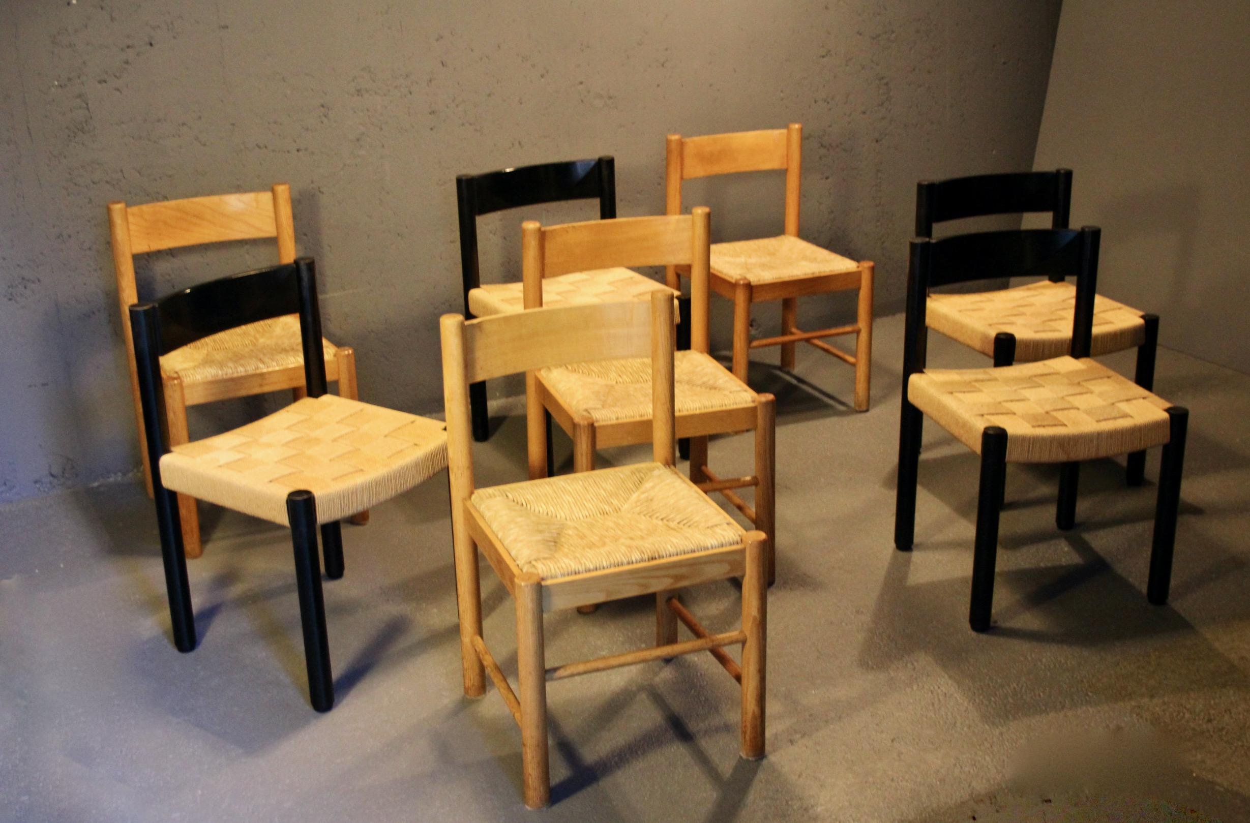 Set di 8 sedie in bianco e nero in vendita 9