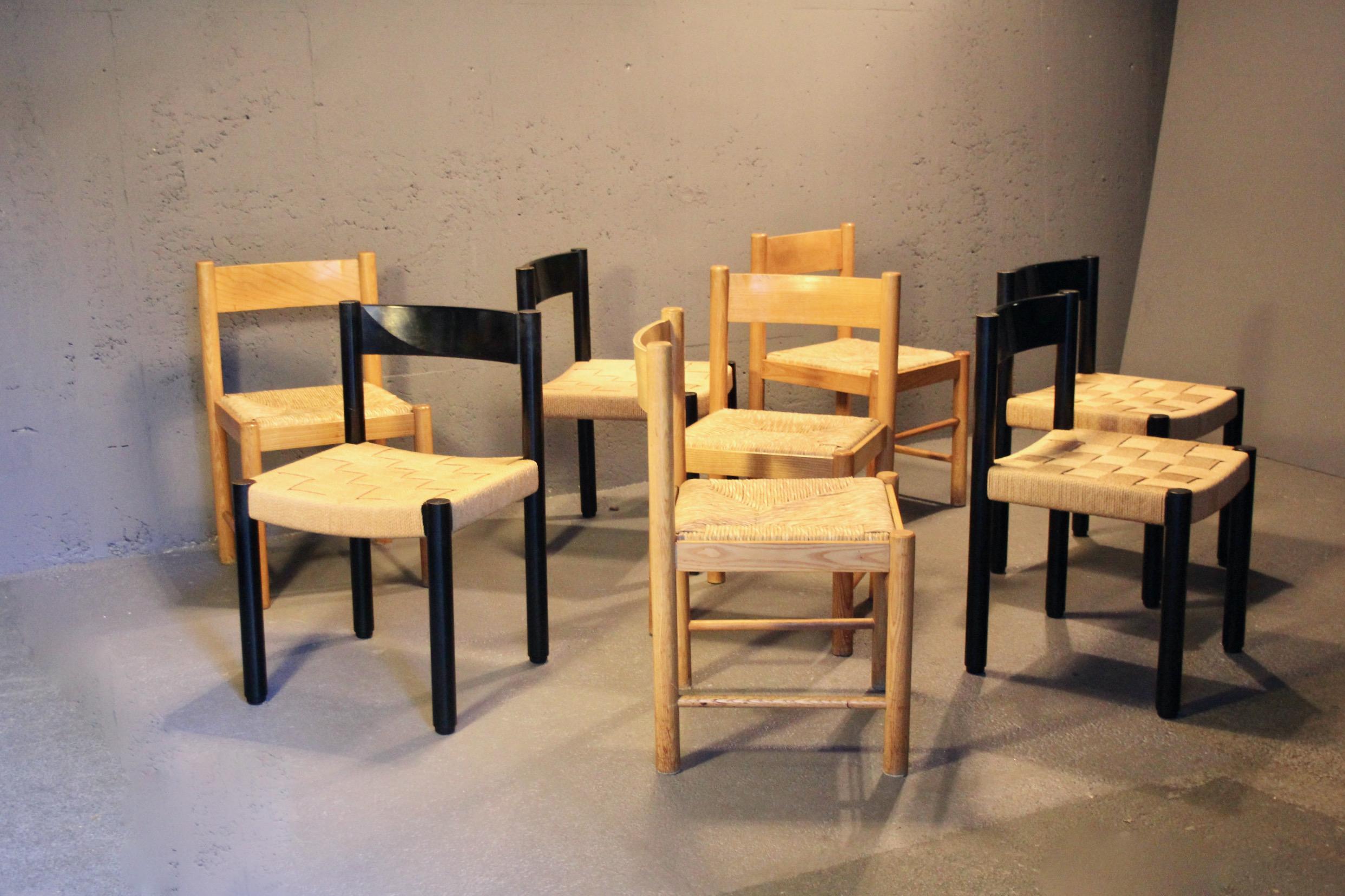 Set di 8 sedie in bianco e nero in vendita 12