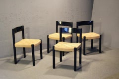 Set of 8 black and white chairs