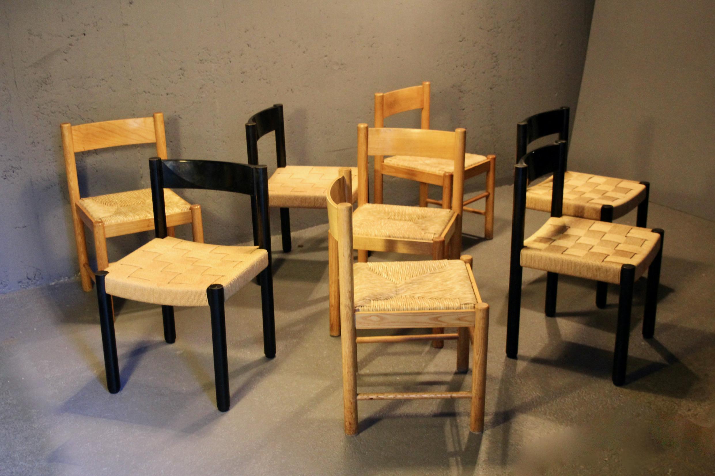 Set di 8 sedie in bianco e nero in vendita 2