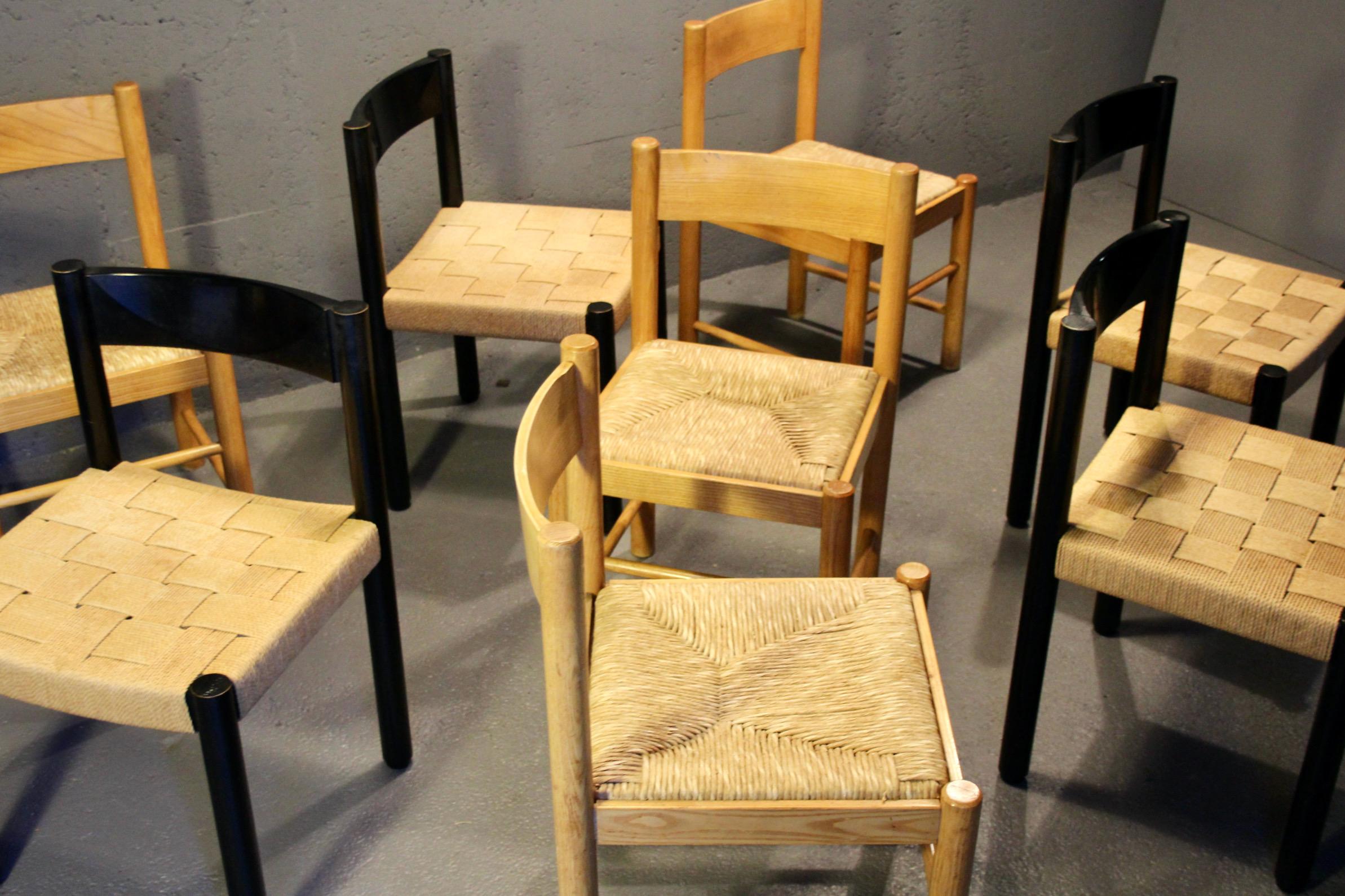 Set di 8 sedie in bianco e nero in vendita 3