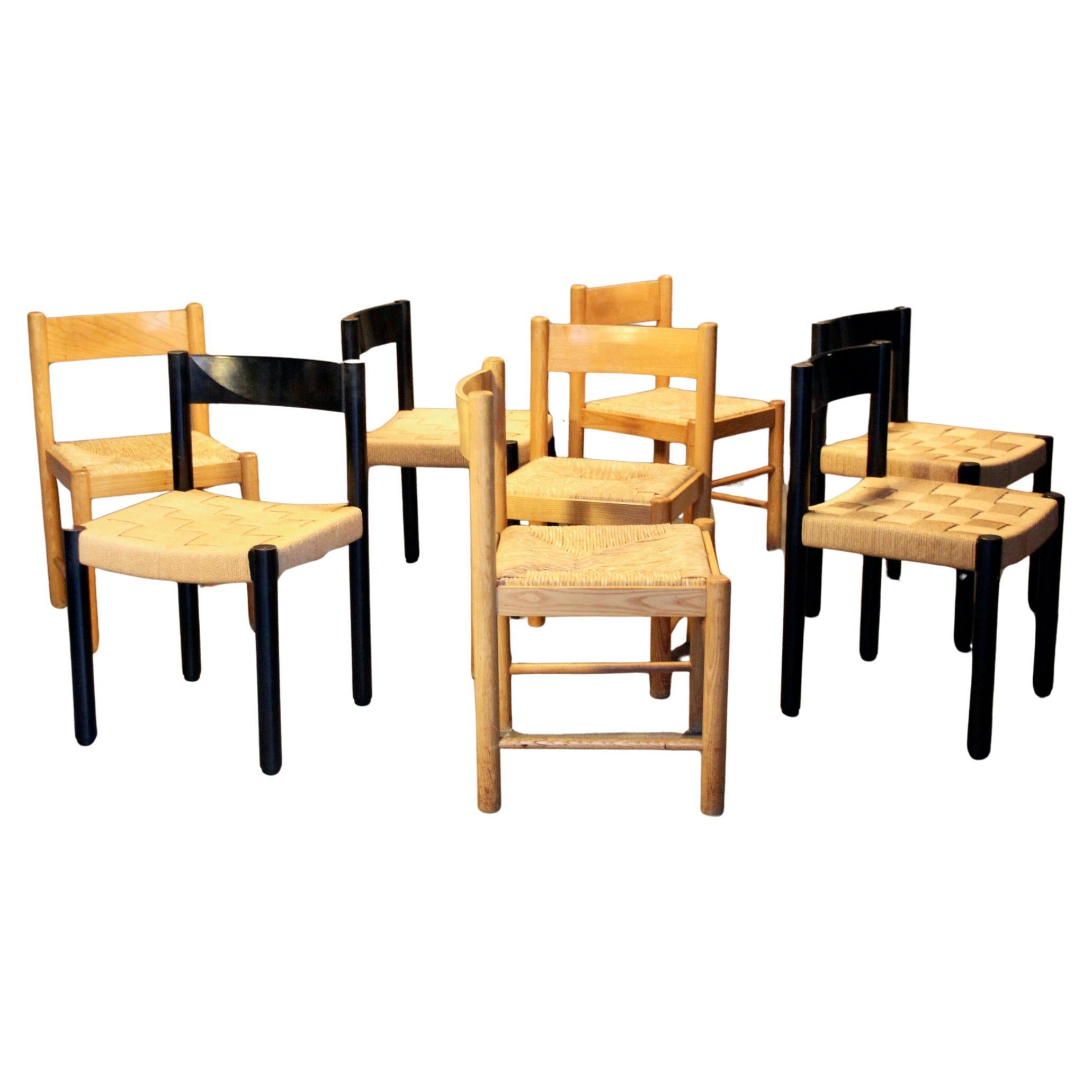 Set di 8 sedie in bianco e nero in vendita