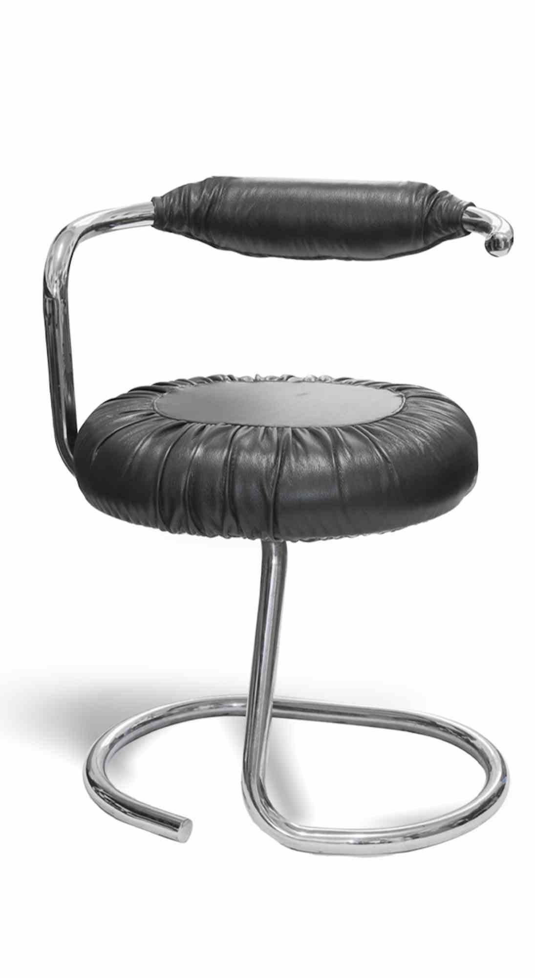 Late 20th Century Set of 8 Black Cobra Chairs by Giotto Stoppino, Italy, 1970s For Sale