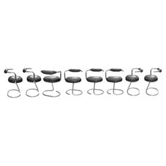 Set of 8 Black Cobra Chairs by Giotto Stoppino, Italy, 1970s
