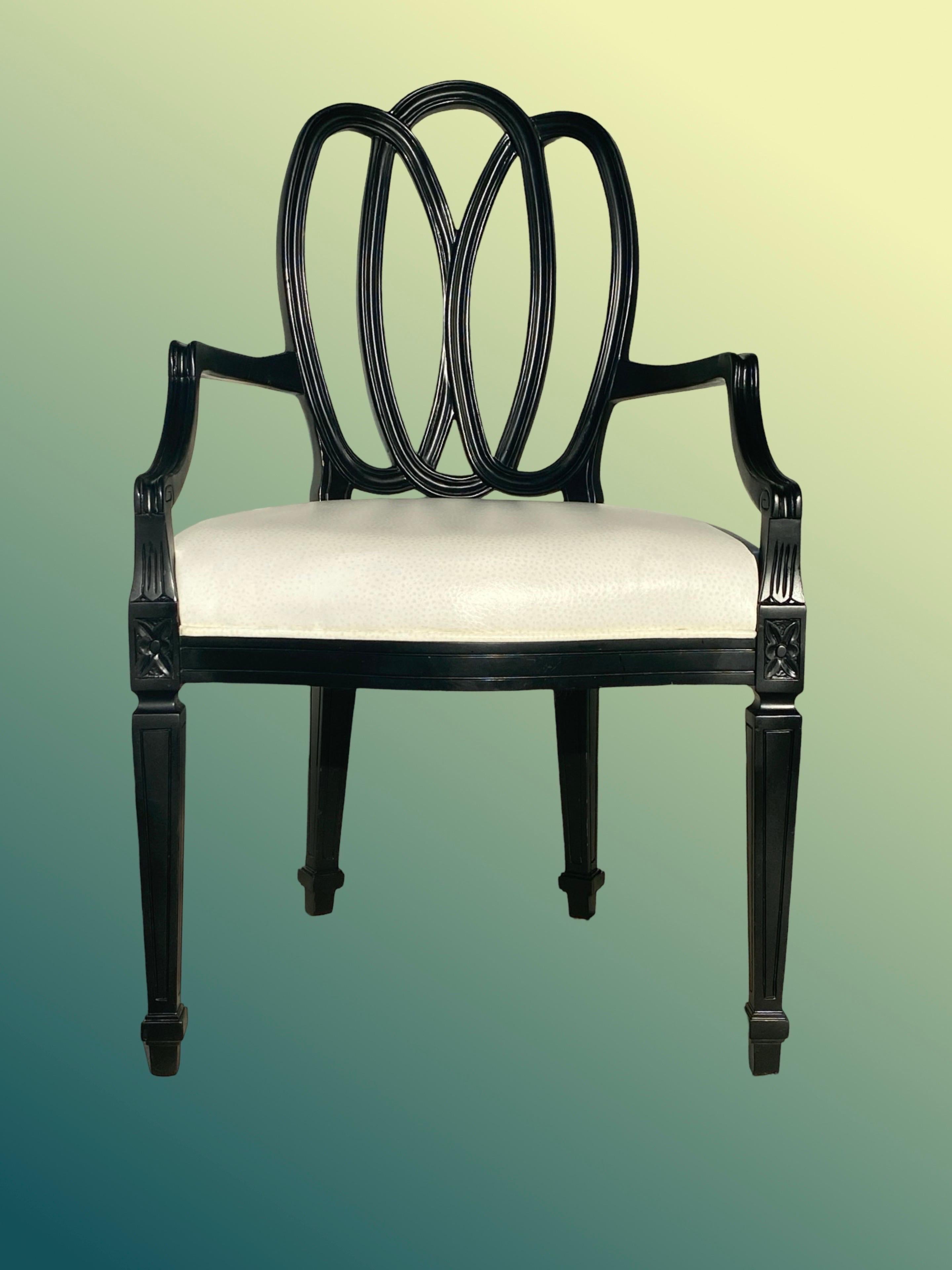 Set of 8 Black Custom “Ribbon” Dining Chairs Modern Draper Style 2