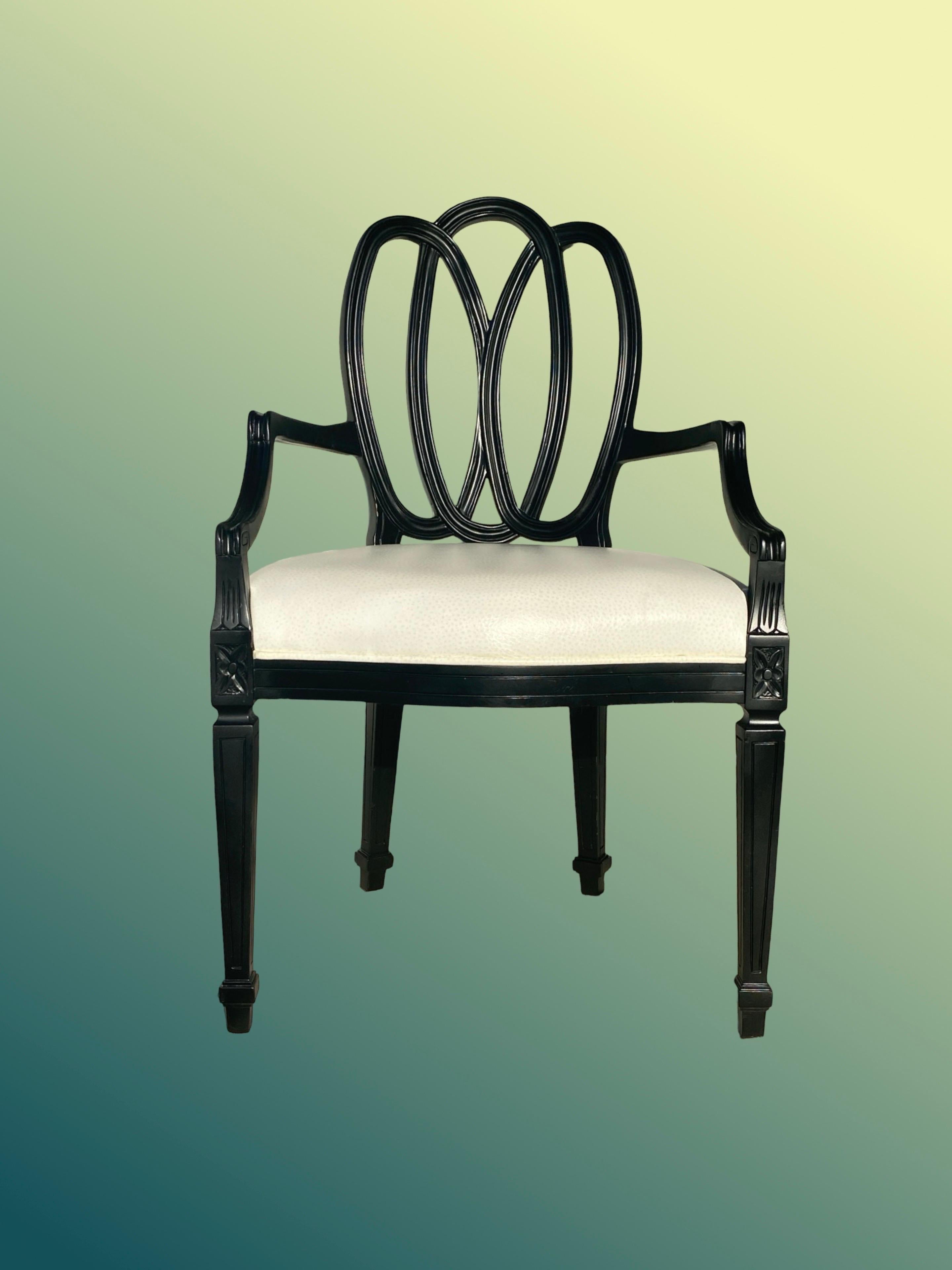 Set of 8 Black Custom “Ribbon” Dining Chairs Modern Draper Style 3