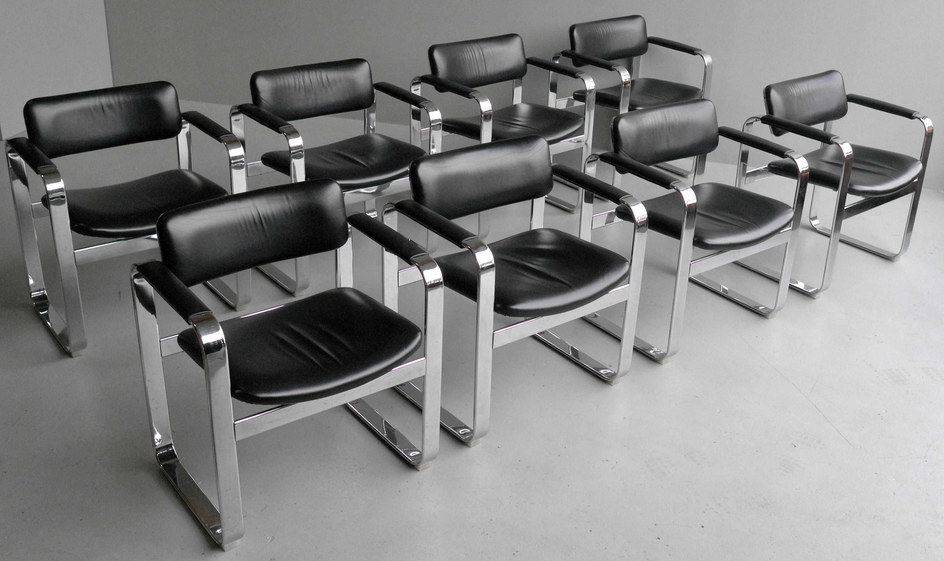 Set of 8 Black Executive Armchairs by Eero Aarnio for Mobel, Italia, '1968' 4