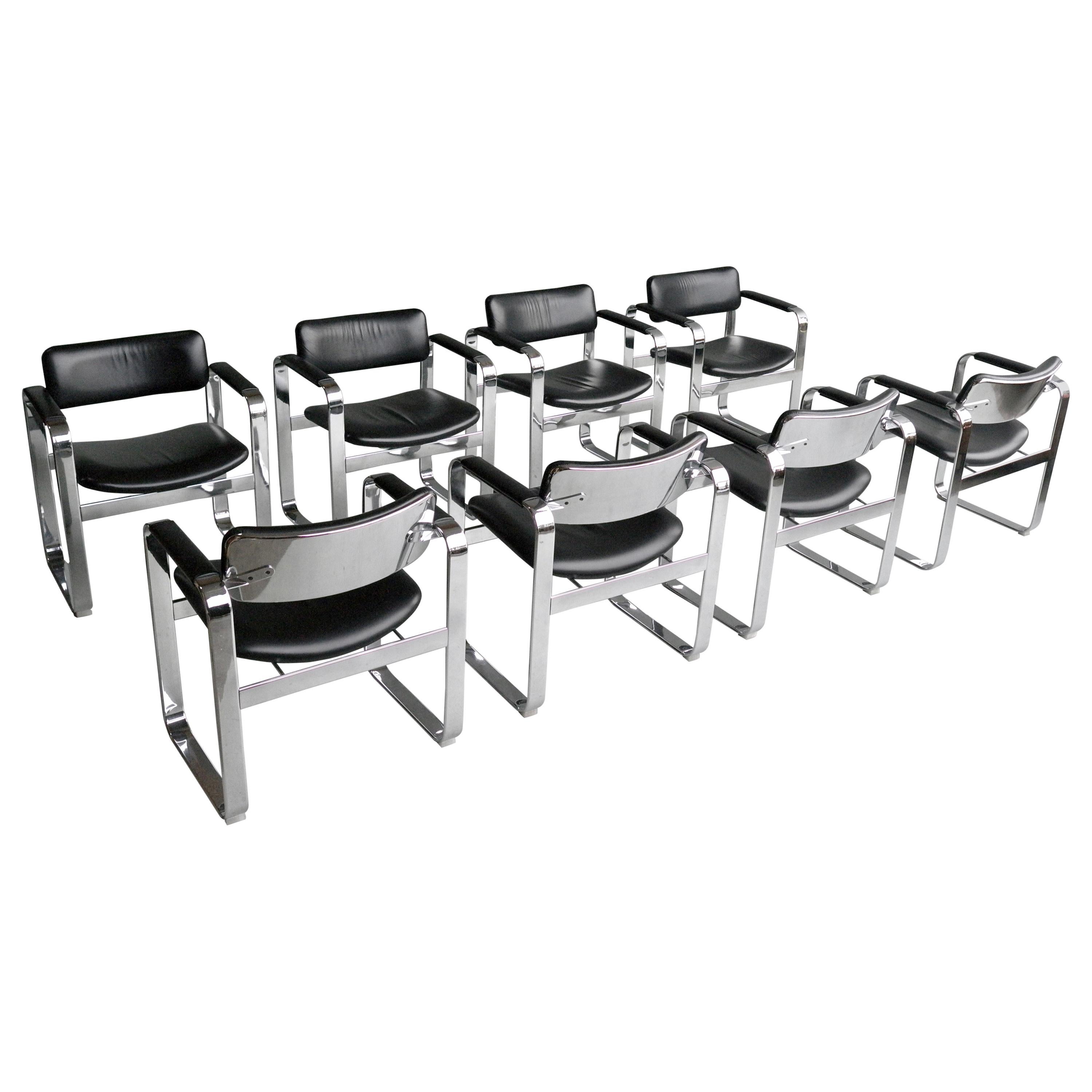 Set of 8 Black Executive Armchairs by Eero Aarnio for Mobel, Italia, '1968'