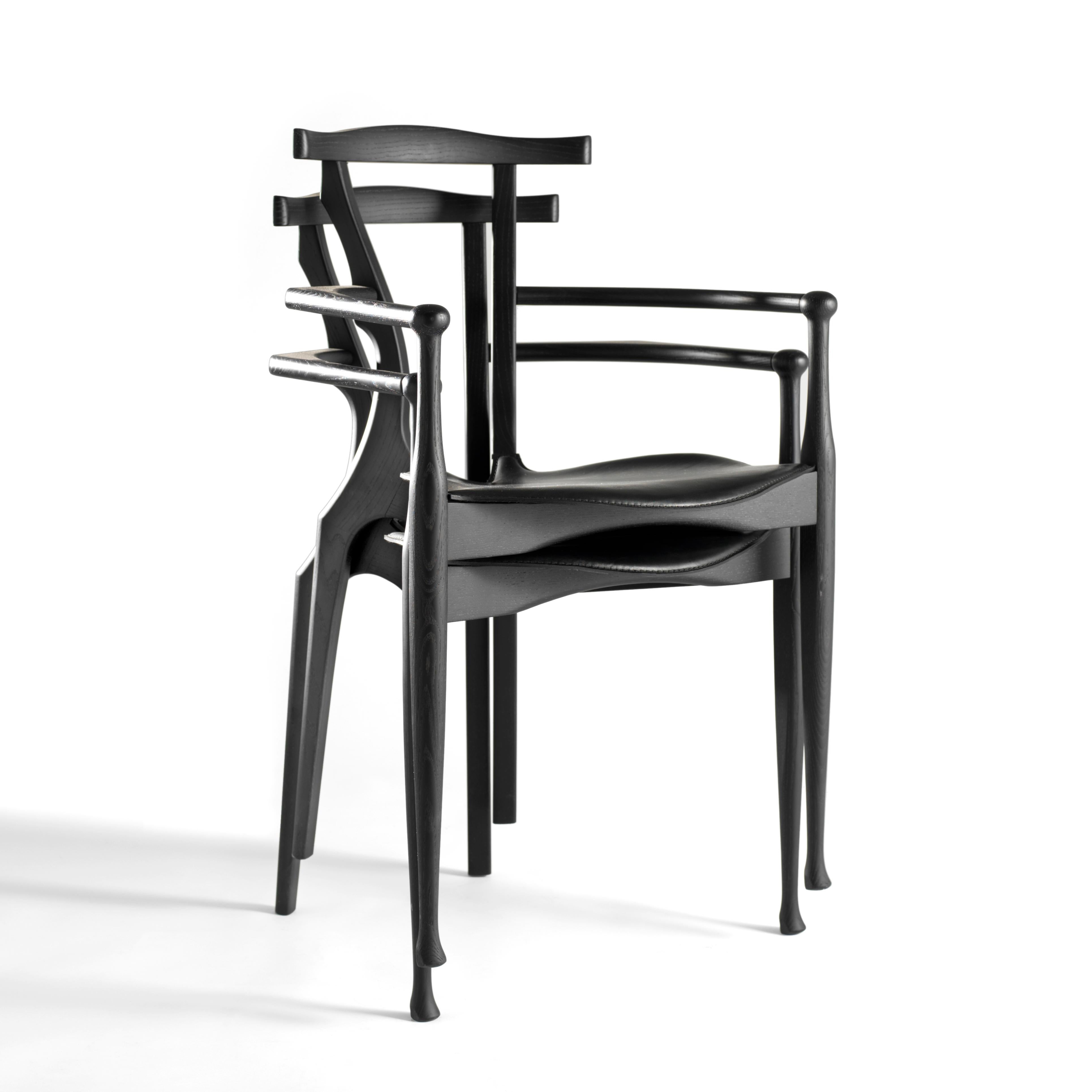 Set of 8 Black Gaulino Chairs Chair by Oscar Tusquets In New Condition In Barcelona, Barcelona