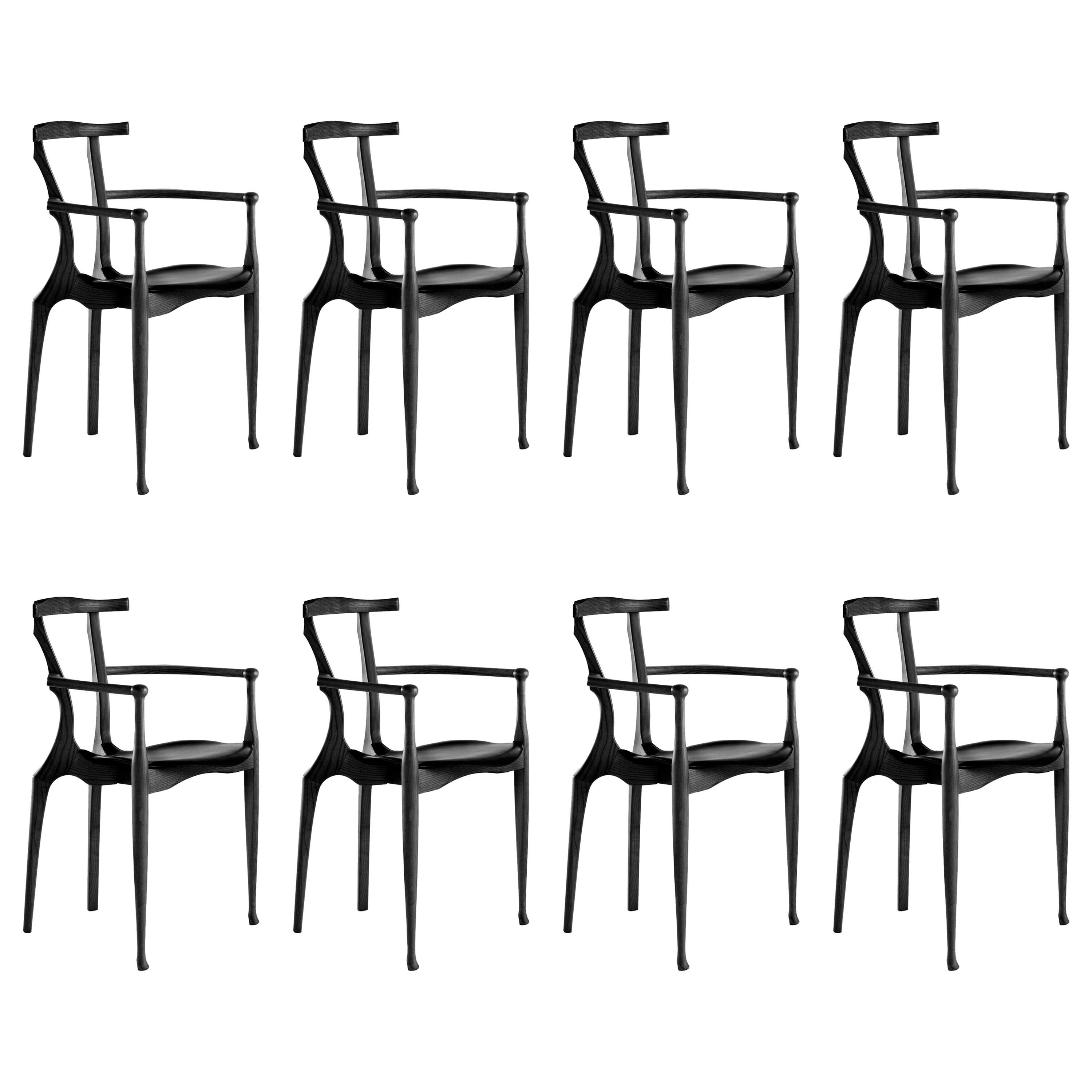Set of 8 Black Gaulino Chairs Chair by Oscar Tusquets ENVIOS