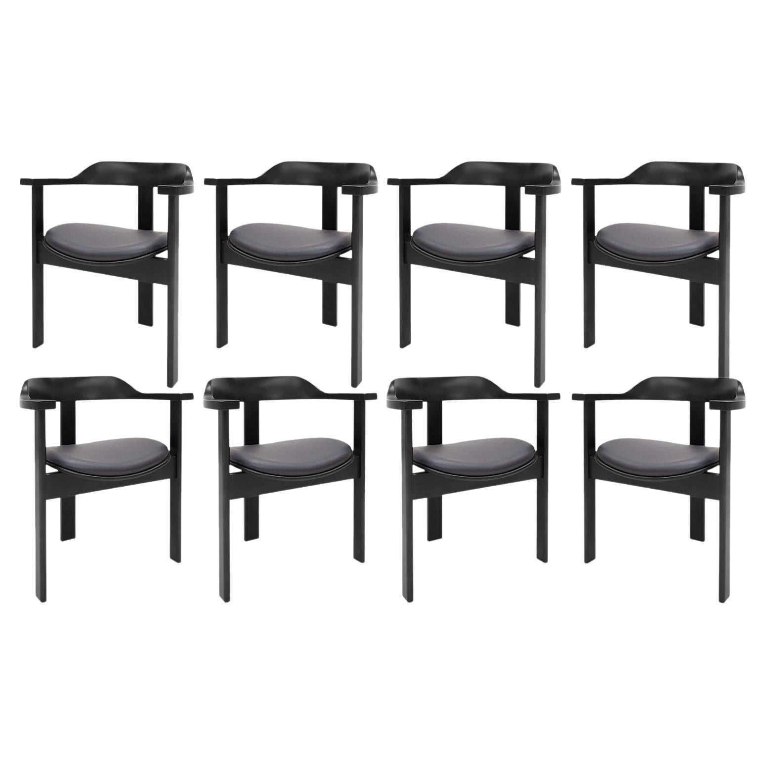 8 chaises Haussmann noires du milieu du siècle dernier, Robert & Trix Haussmann, Design 1964