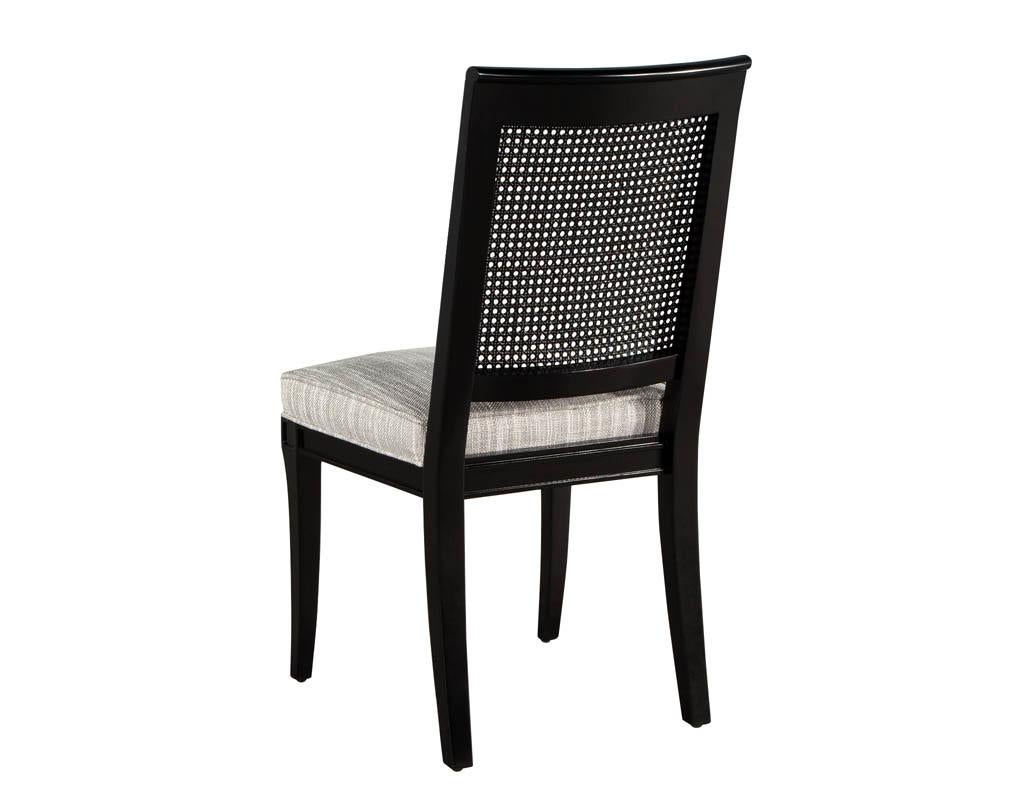 Set of 8 Black Lacquered Cane Back Dining Chairs For Sale 2