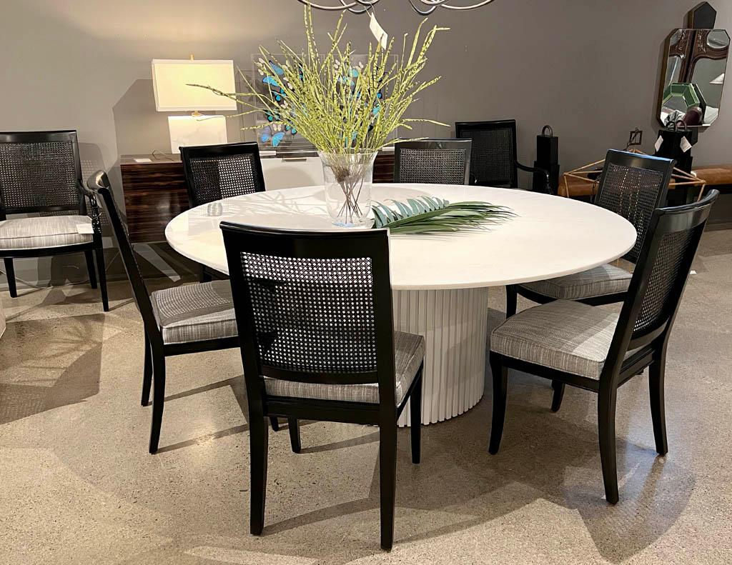 Set of 8 Black Lacquered Cane Back Dining Chairs For Sale 9