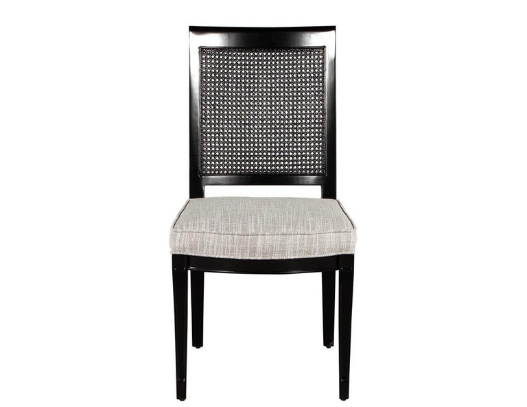 Set of 8 Black Lacquered Cane Back Dining Chairs For Sale at 1stDibs