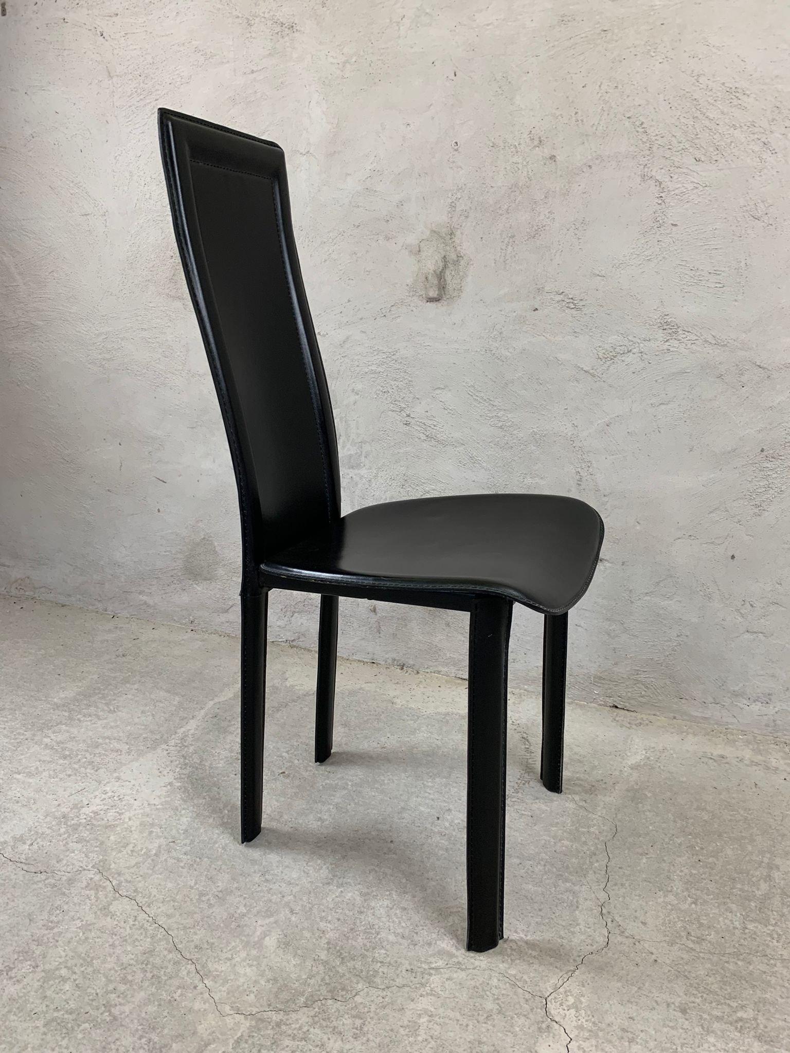 Set Of 8 Black Leather Dining Room Chairs For Sale 3