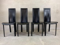 Set Of 8 Black Leather Dining Room Chairs
