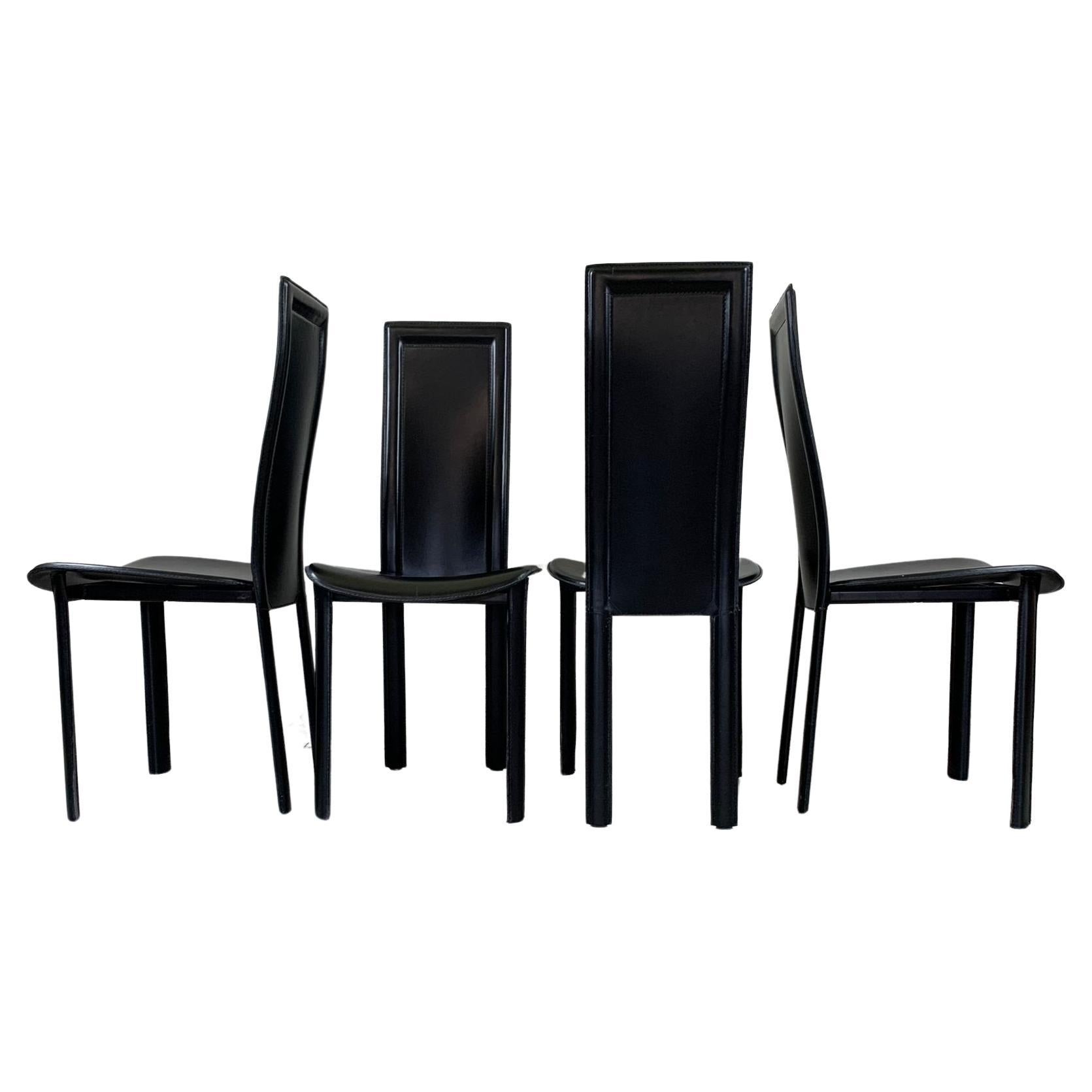 Set Of 8 Black Leather Dining Room Chairs