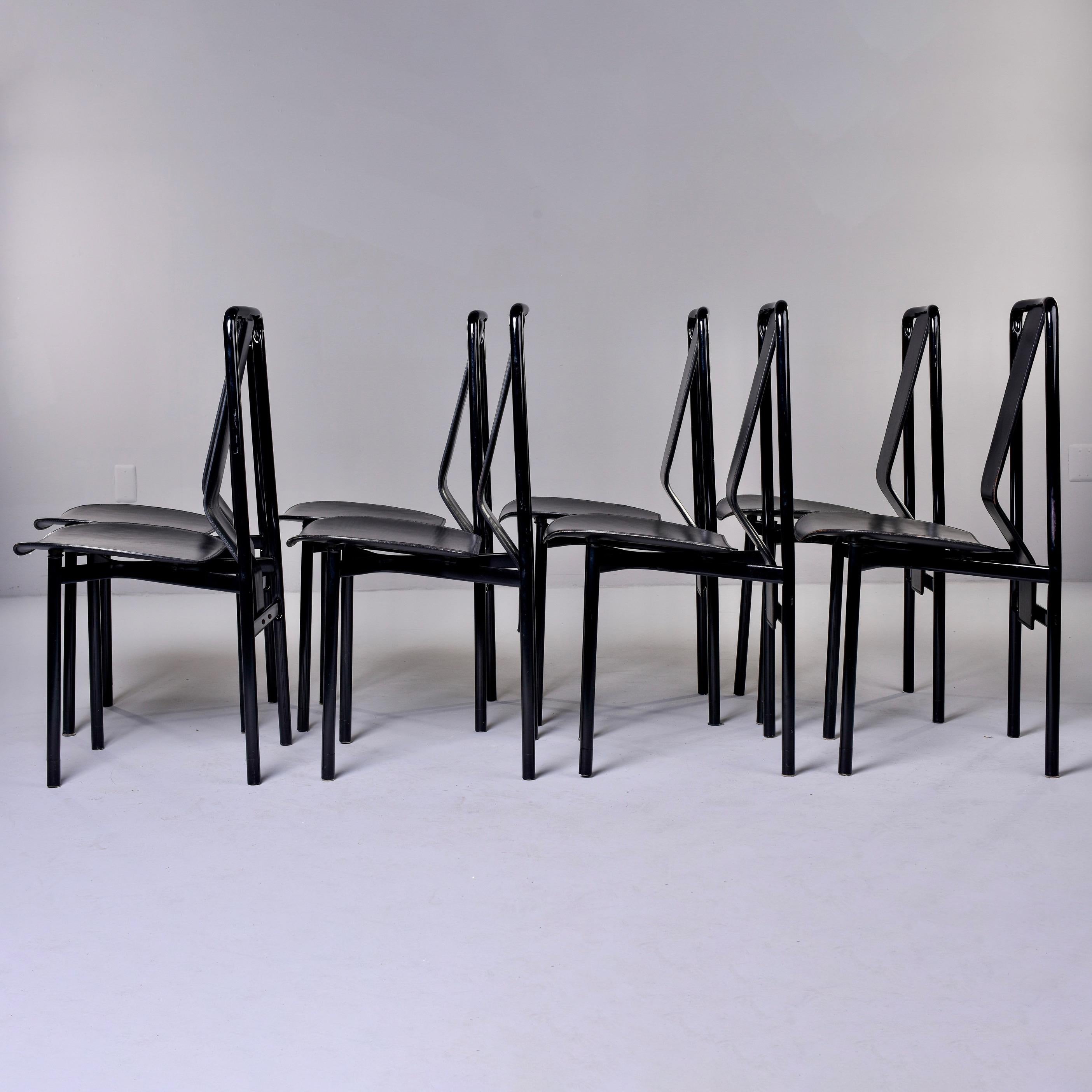 Set of 8 Black Leather Irma Chairs by Achille Castigliono for Zenotta 4