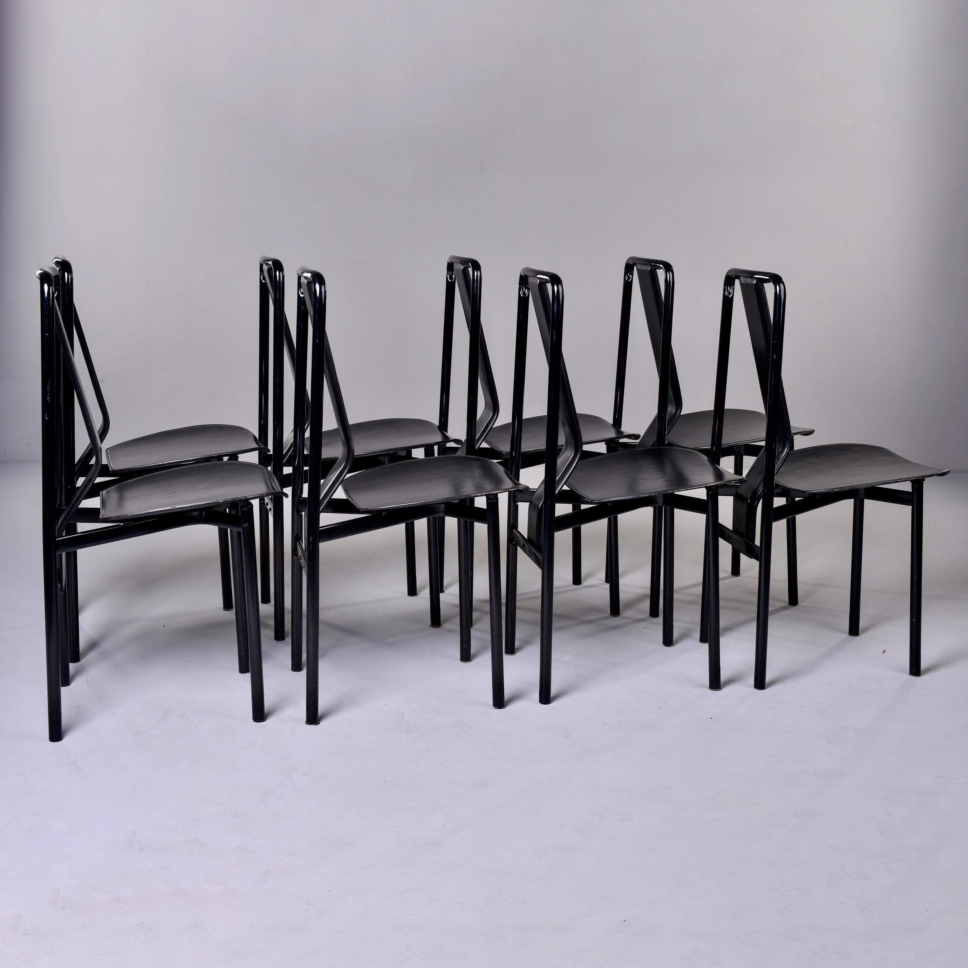 Set of 8 Black Leather Irma Chairs by Achille Castigliono for Zenotta 1