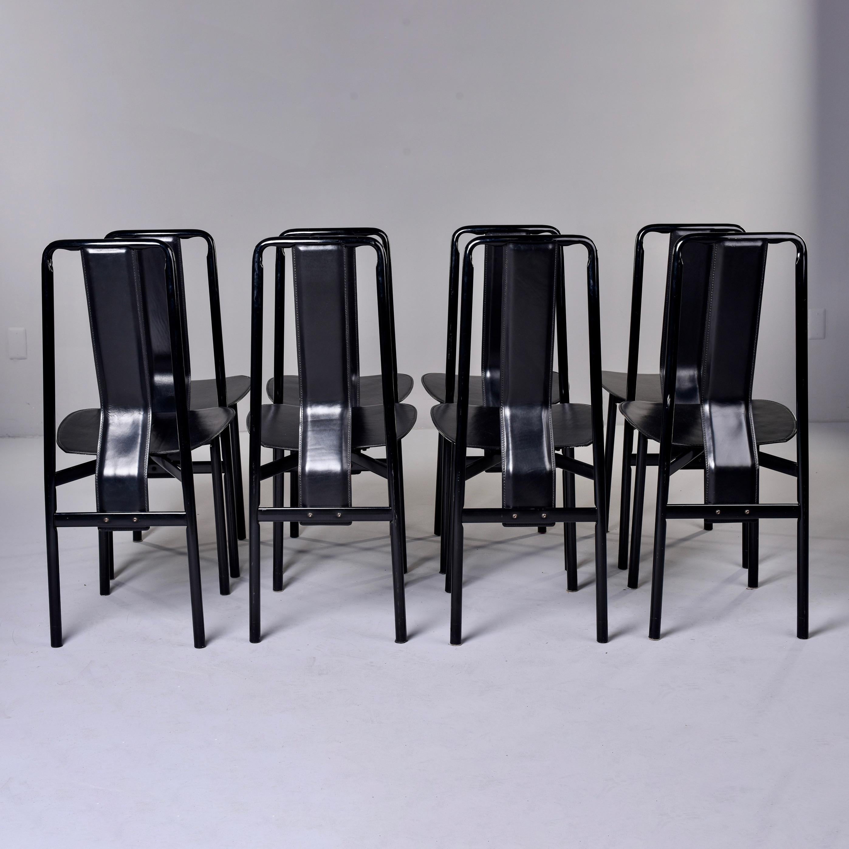 Set of 8 Black Leather Irma Chairs by Achille Castigliono for Zenotta 2