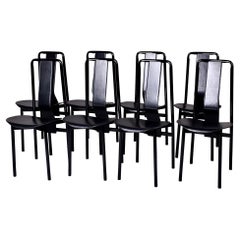 Ensemble de 8 chaises Irma en cuir noir par Achille Castigliono pour Zenotta