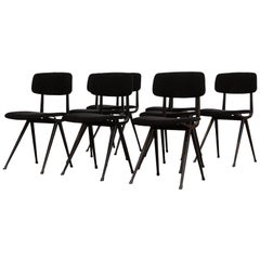 Set of 8 Black Velvet Friso Kramer "Result" Chairs