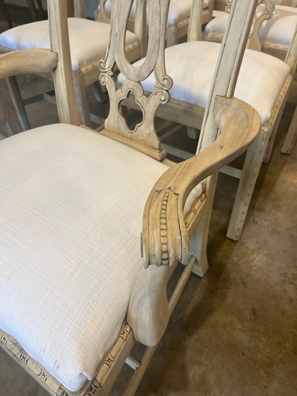 Set of 8 Bleached Mahogany Theodore Alexander Rococo Style Chippendale Chairs 5