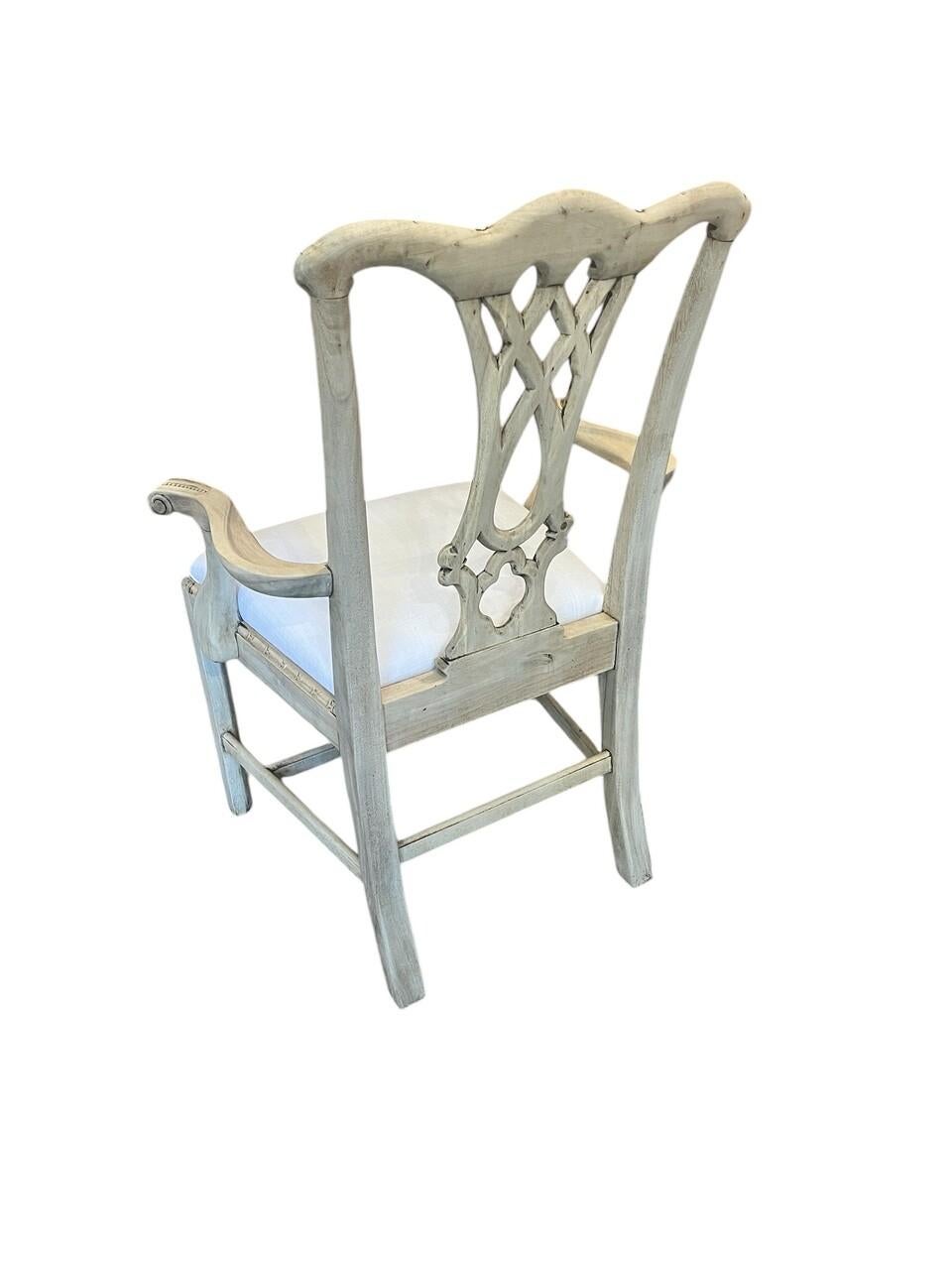 20th Century Set of 8 Bleached Mahogany Theodore Alexander Rococo Style Chippendale Chairs