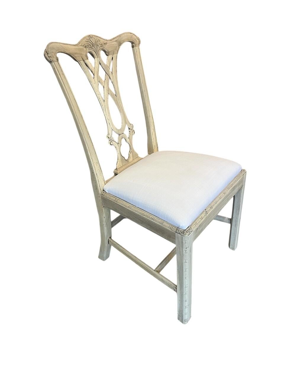 Set of 8 Bleached Mahogany Theodore Alexander Rococo Style Chippendale Chairs 1