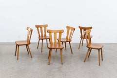 Set of 8 Blonde Mid-Century Brutalist Farm Chairs