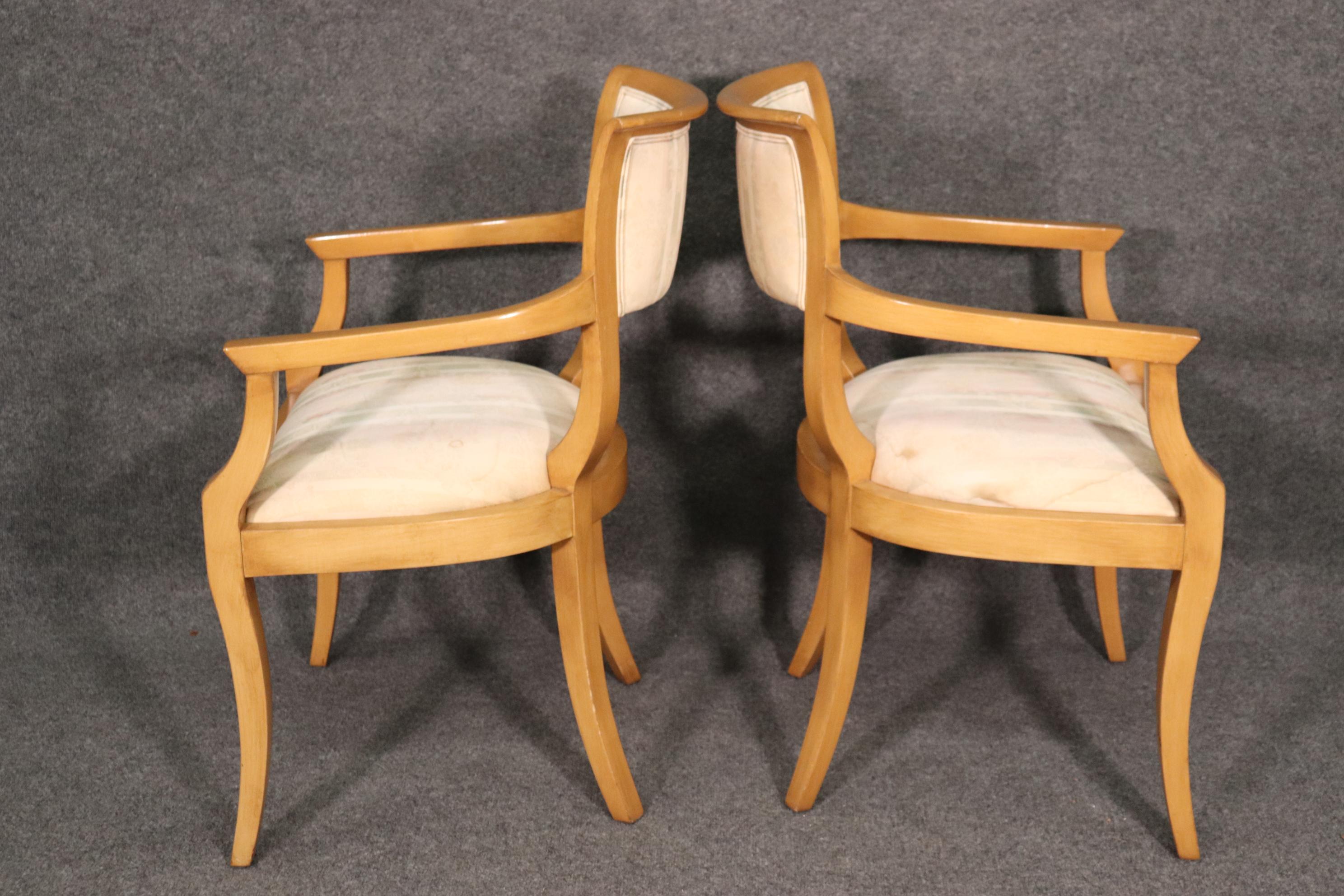 Set of 8 Blonde Mid-Century Modern Hollywood Regency Dining Chairs C1950s For Sale 7
