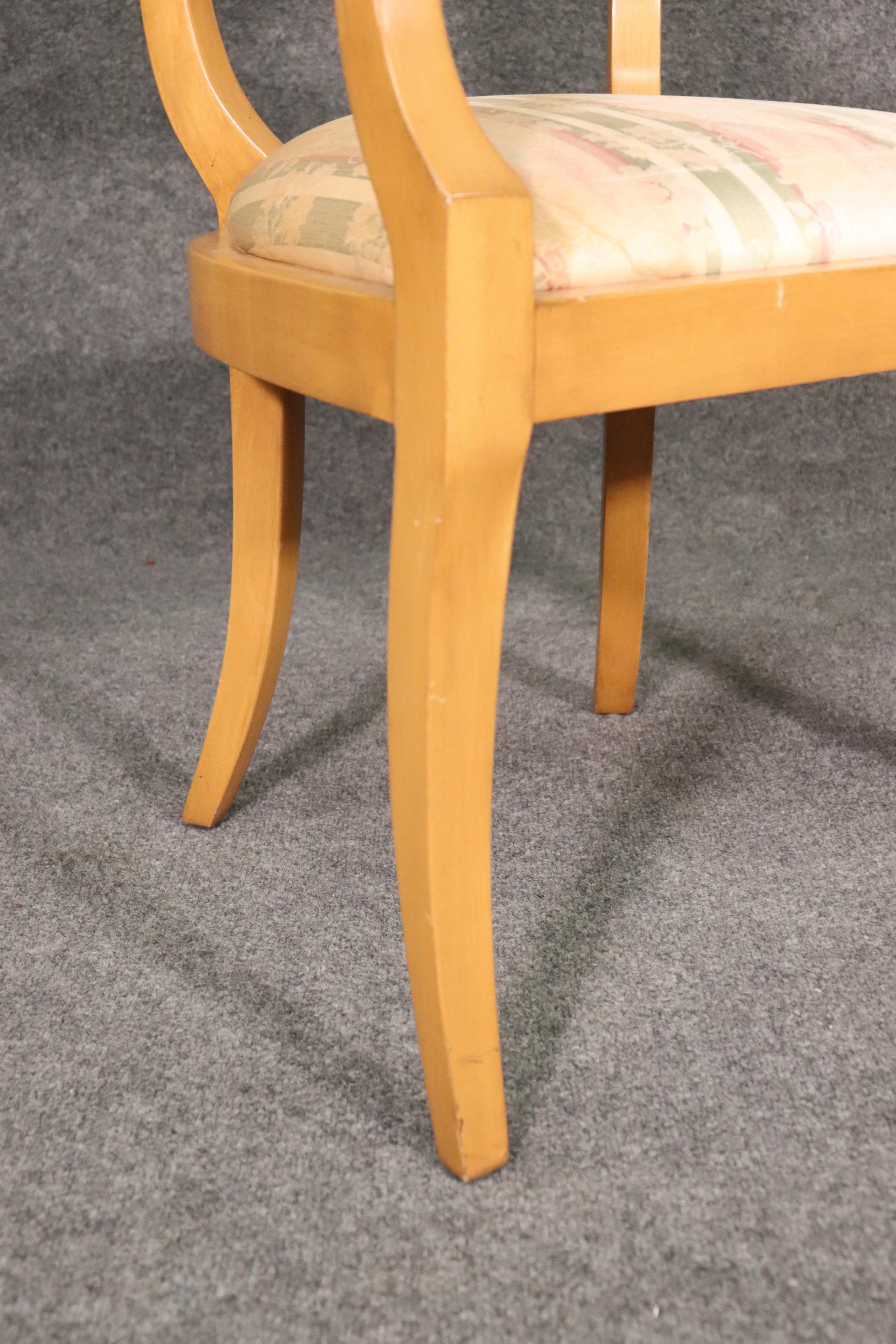 Début du 20ème siècle Ensemble de 8 chaises de salle à manger blondes Mid-Century Modern Hollywood Regency C1950s en vente