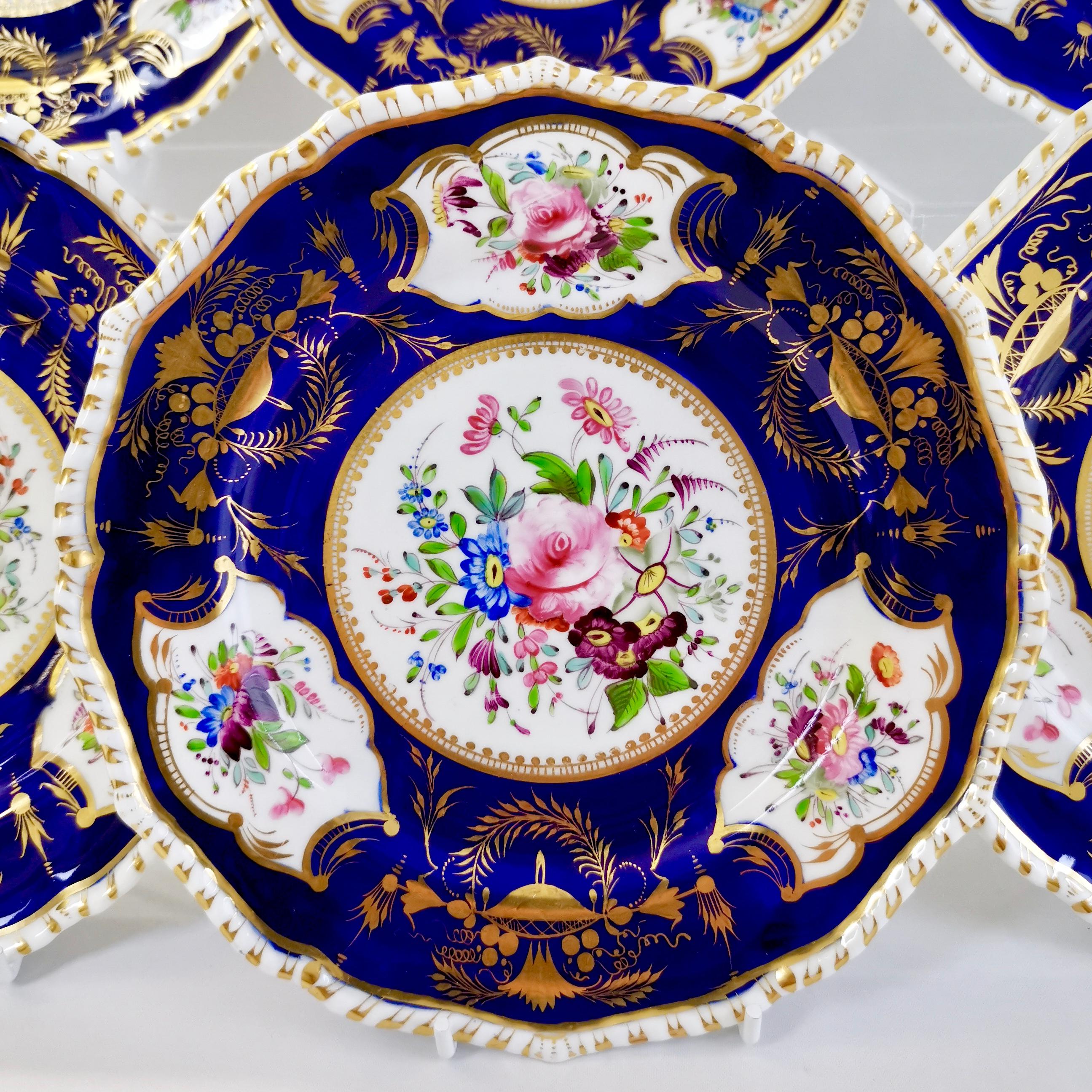 Regency Set of 8 Bloor Derby Dessert Plates, 1825-1830