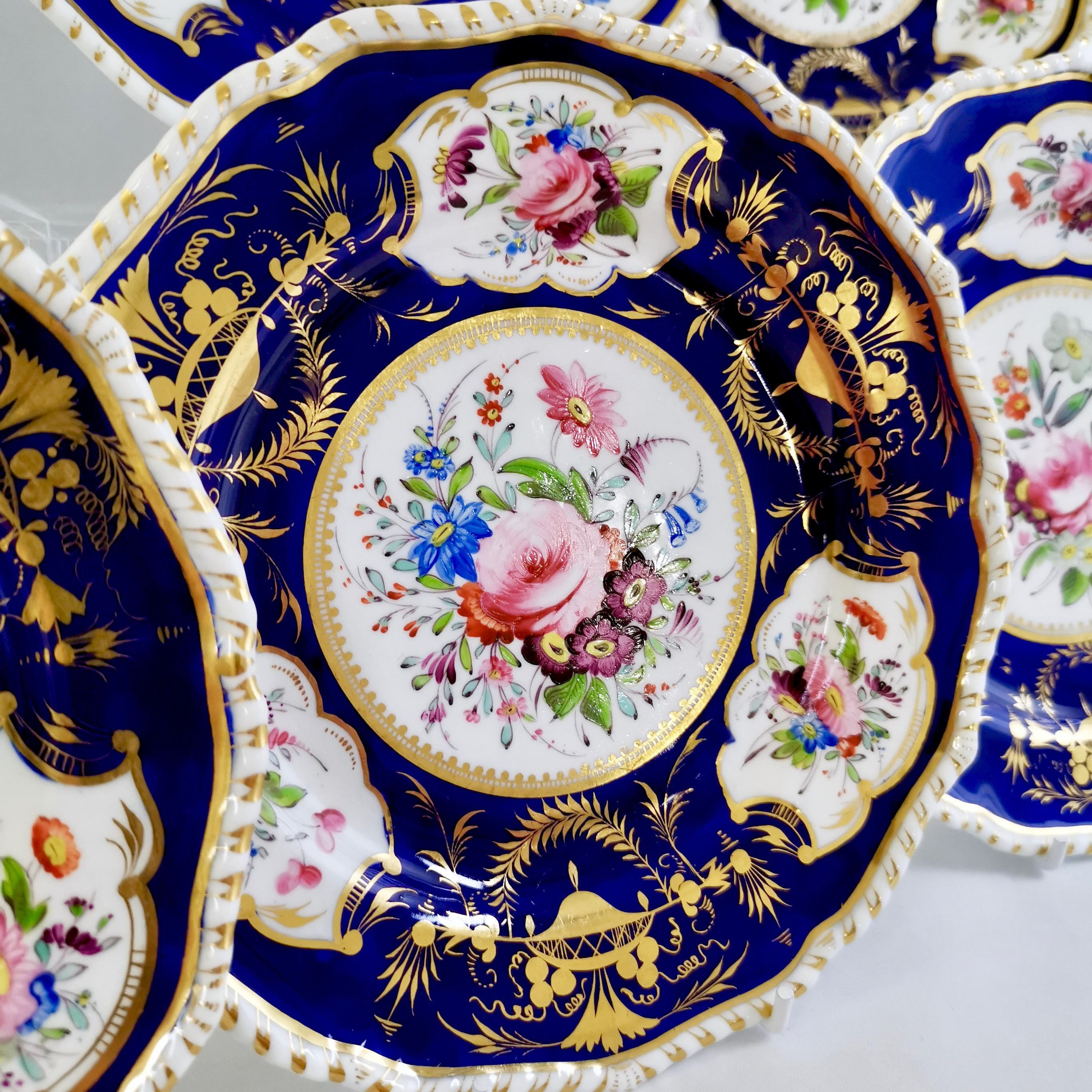 Early 19th Century Set of 8 Bloor Derby Dessert Plates, 1825-1830