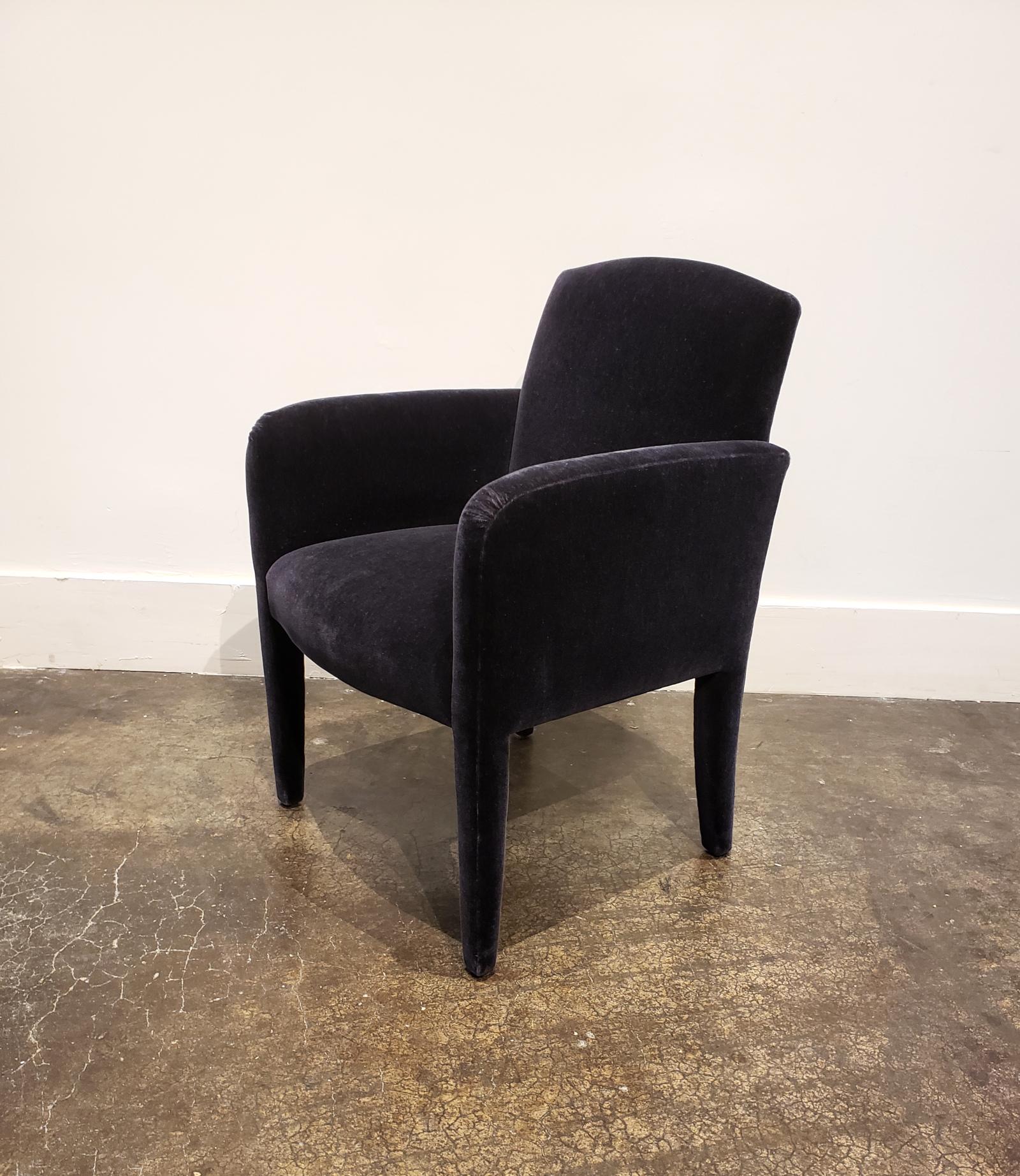 Set of 8 Blue Mohair Dining Chairs from Donghia In Good Condition In Dallas, TX