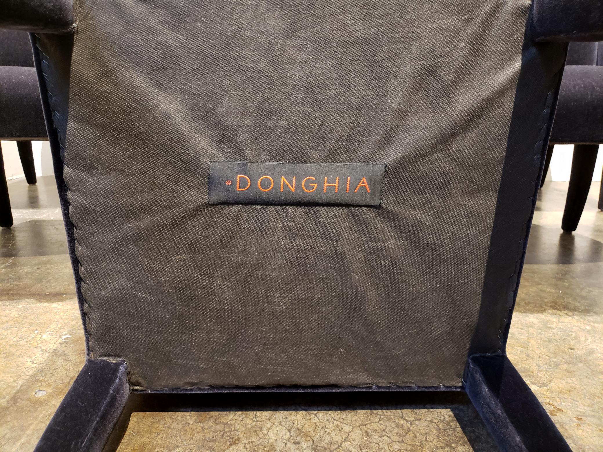 Set of 8 Blue Mohair Dining Chairs from Donghia 3