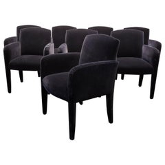 Set of 8 Blue Mohair Dining Chairs from Donghia