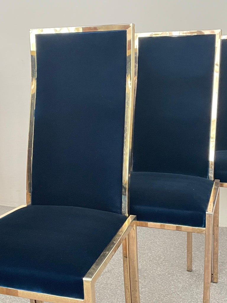 Set of 8 Blue Velvet Dining Chairs, Italy, 1970 In Good Condition In Debrecen-Pallag, HU