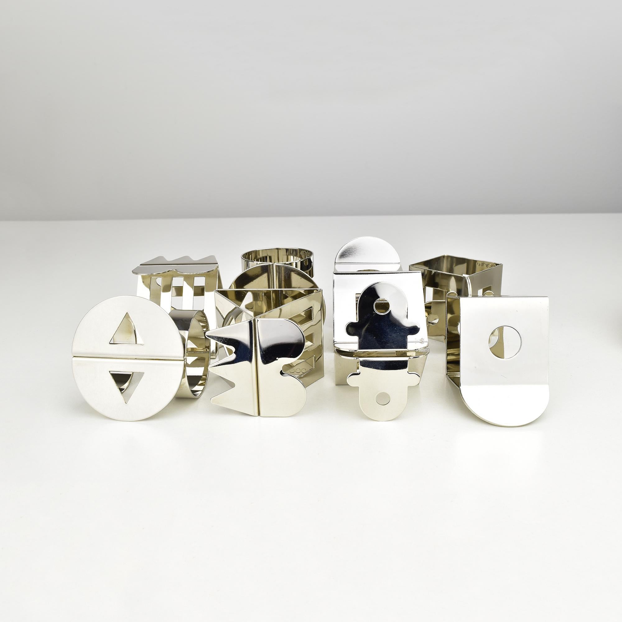 Set of 8 Bodum Postmodern Napkin Rings by Jumi Chan & Nathalie Du Pasquier (Metall) im Angebot