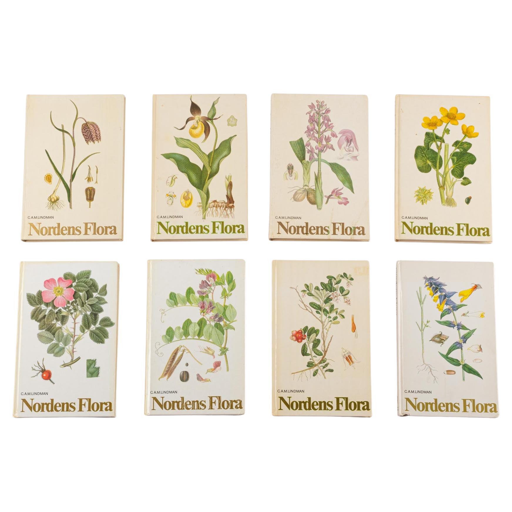 Set of 8 Books with Flowers, Nordens Flora, Sweden, 20th Century