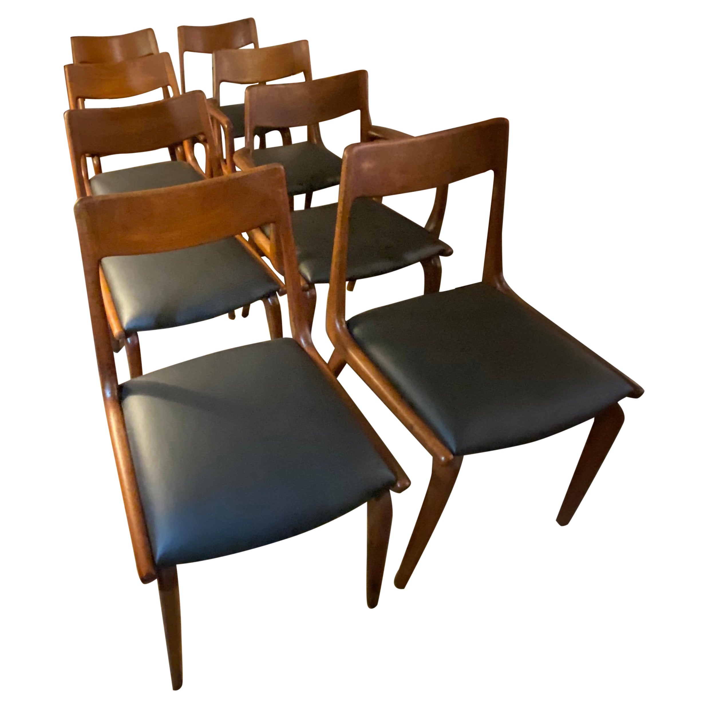 Set of 8 Boomerang Erik Christiansen Teak Dining Chairs