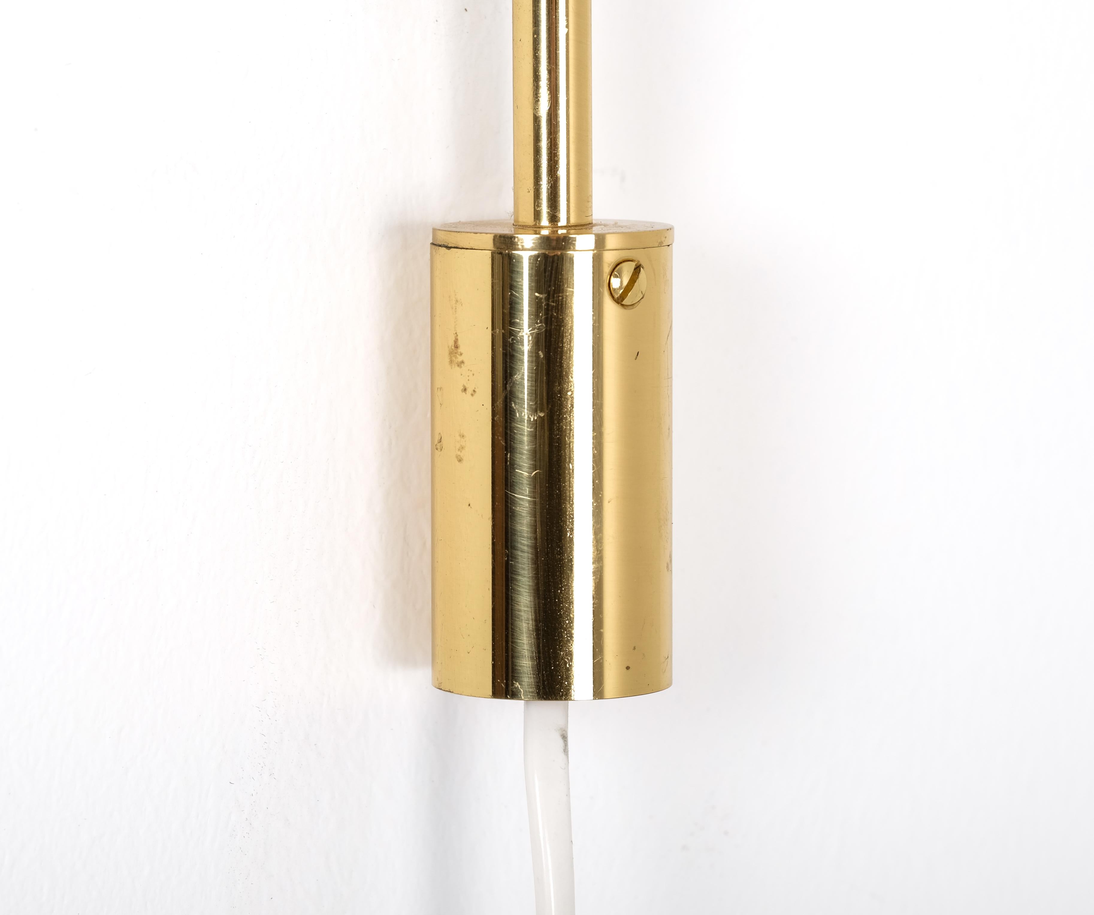 Mid-20th Century Set of 8 Brass Wall Lamps, Bergboms, Sweden, 1970s For Sale