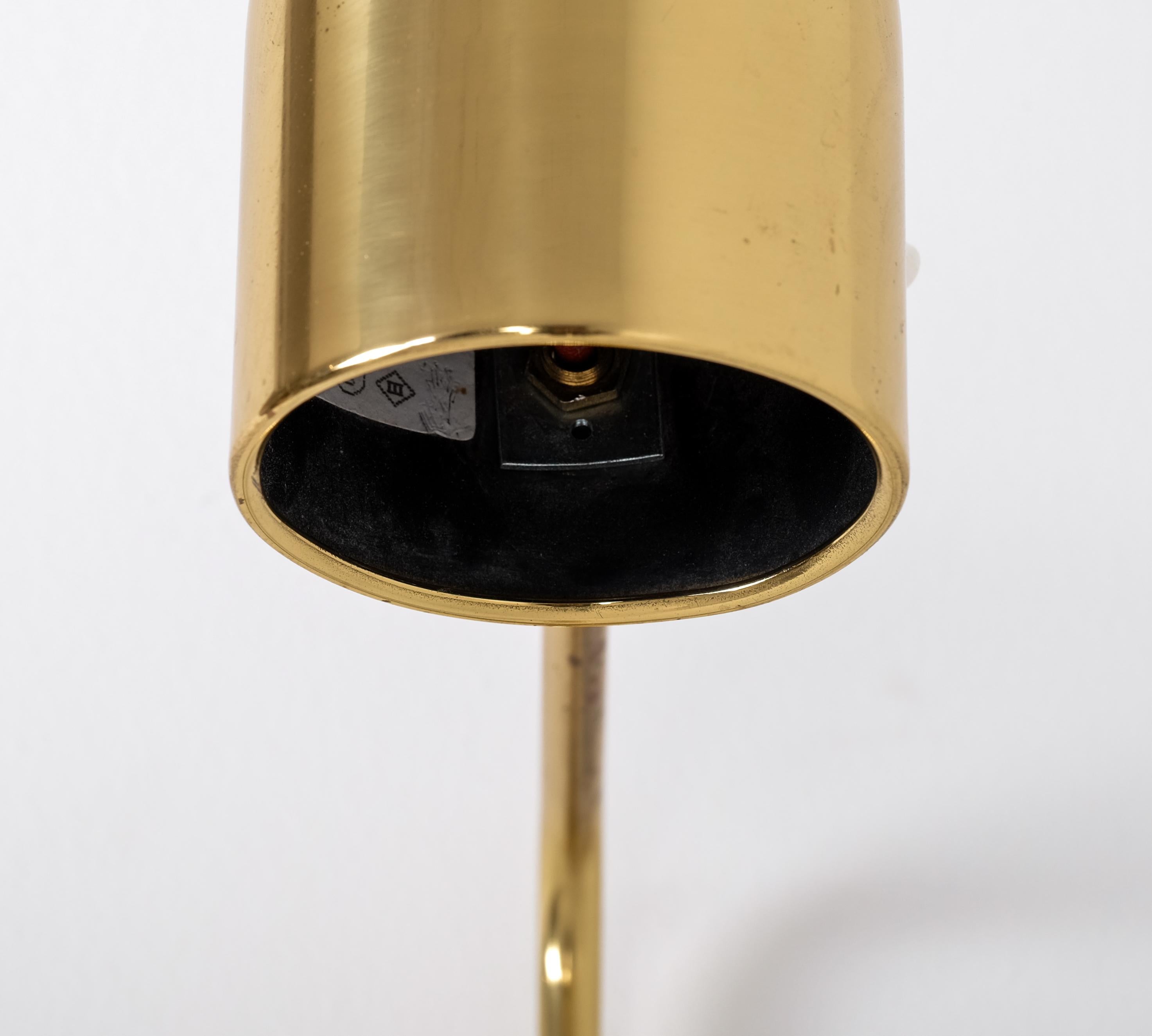 Set of 8 Brass Wall Lamps, Bergboms, Sweden, 1970s For Sale 2