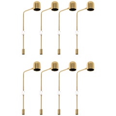 Set di 8 lampade da parete in ottone, Bergboms, Svezia, anni '70
